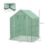Voir la diapositive 3 : OUTSUNNY Serre de jardin 4 tablettes dim. 1,4L x 1,43l x 1,9H m porte déroulante fenêtre acier PE haute densité vert