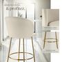 Voir la diapositive 4 : tectake Chaise de bar en velours rembourré crème/or Ensemble de 6 pièces