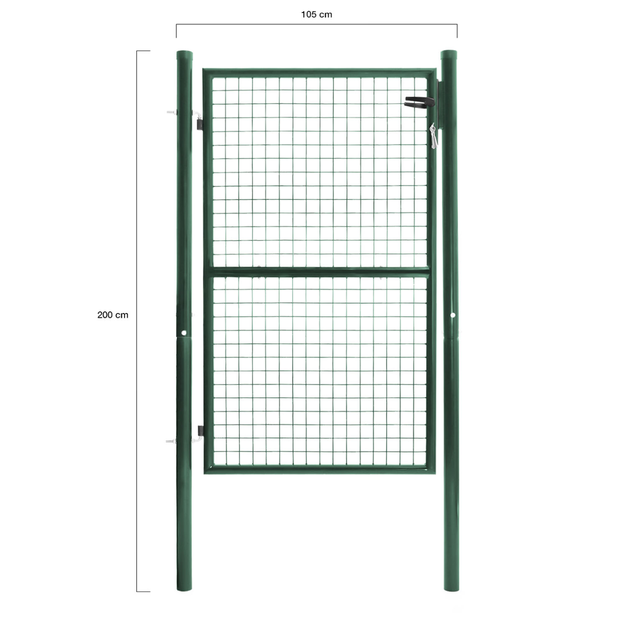 Voir la diapositive 4 : ID MARKET Portillon de jardin 105 x 150 cm en acier vert avec serrure et poignée