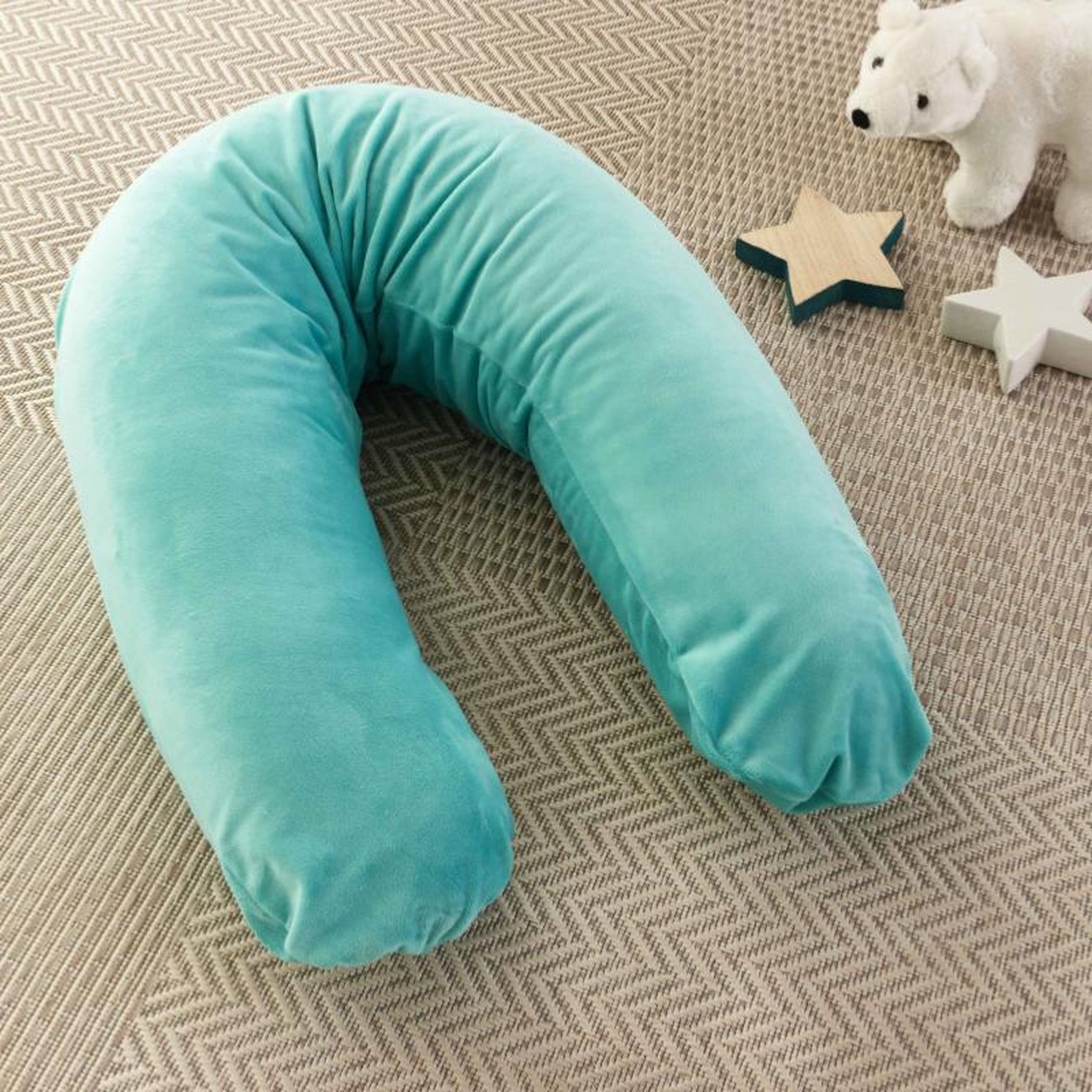 Voir la diapositive 3 : CH'TI BOUT Coussin allaitement XL 205 cm - polyester velours
