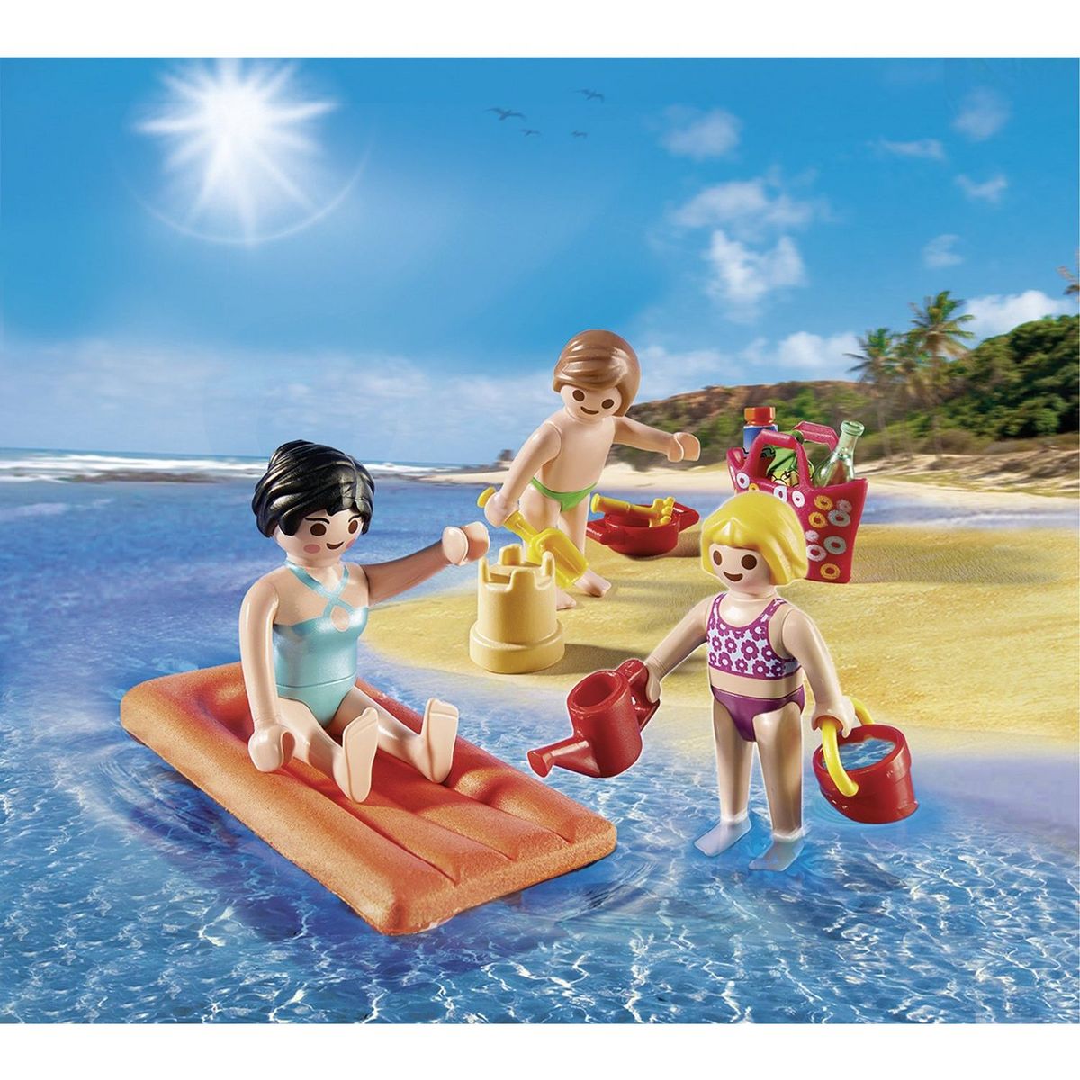 PLAYMOBIL Oeuf Maman et enfants à la plage
