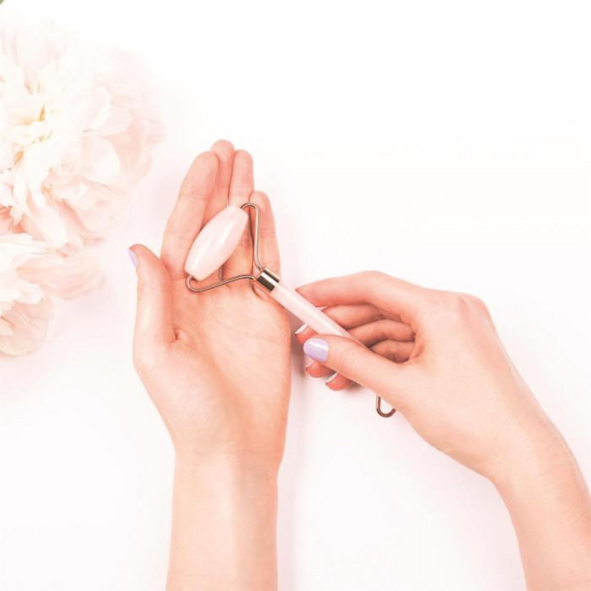 Paris Prix Rouleau de Massage Quartz  Jade  14cm Rose