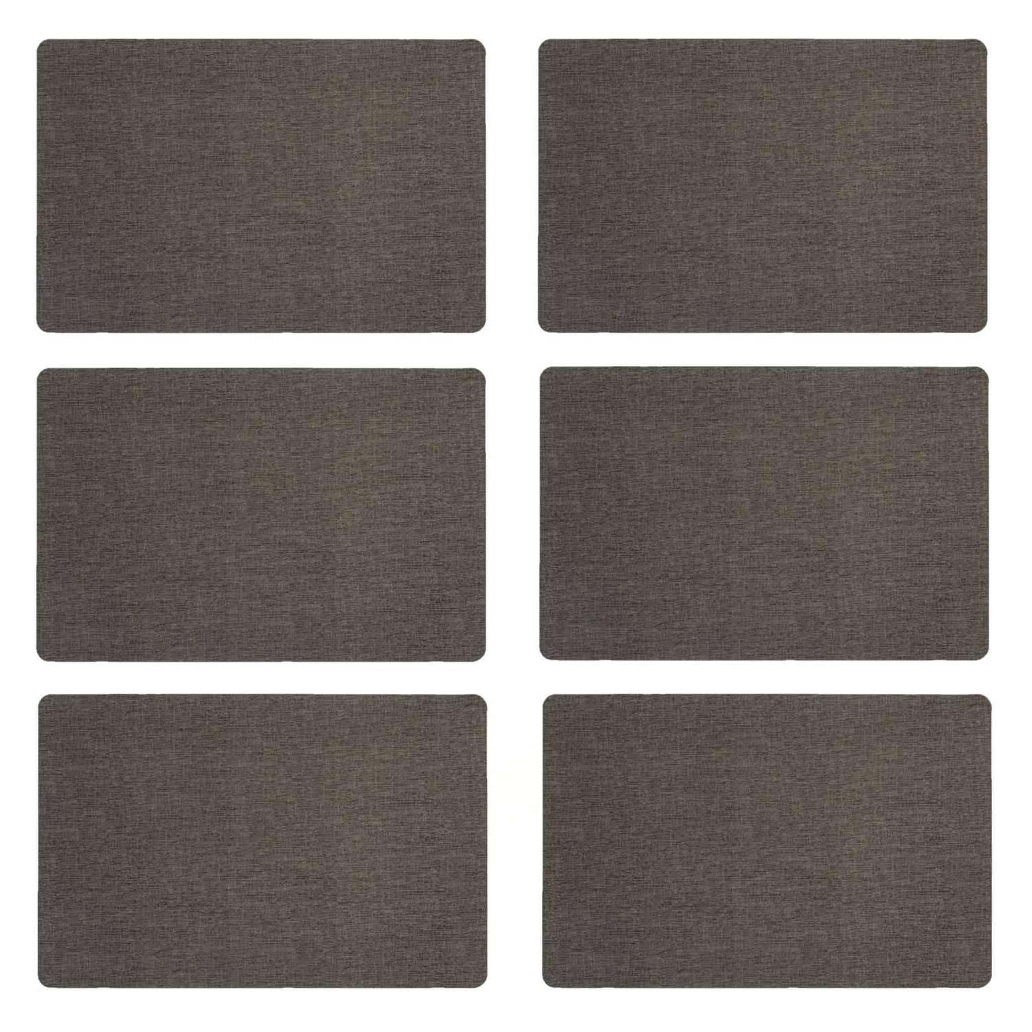 TOILINUX Lot de 6 sets de table rectangulaire lake - 45 x 30 cm - gris foncé
