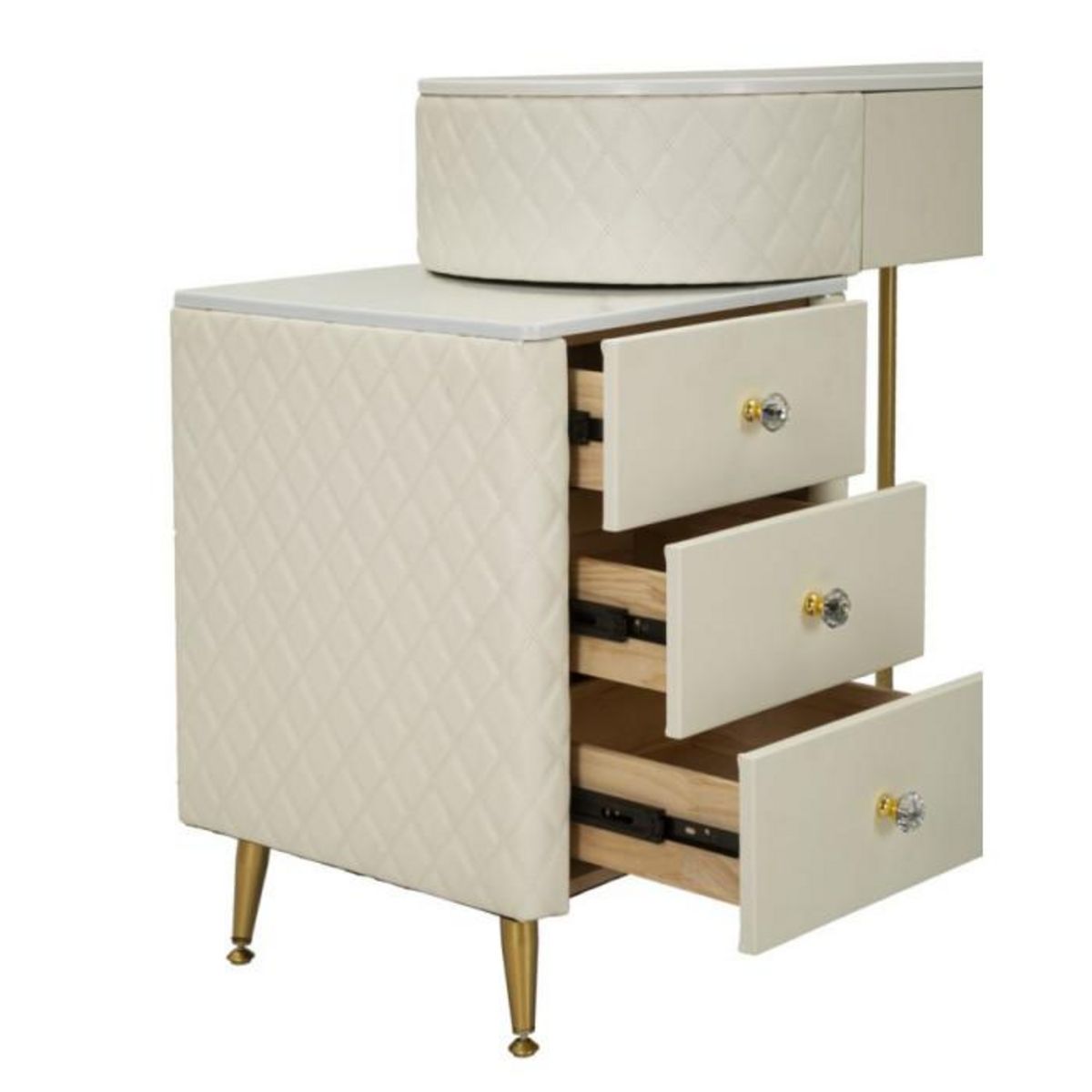 Paris Prix Coiffeuse Avec Pouf Effet Marbre  Sharon  120 Blanc & Or