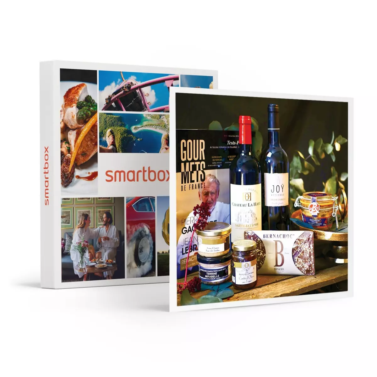 Smartbox Coffret Allégresse : spécialités sucrées, salées et 2 bouteilles de vin, livré à domicile - Coffret Cadeau Gastronomie