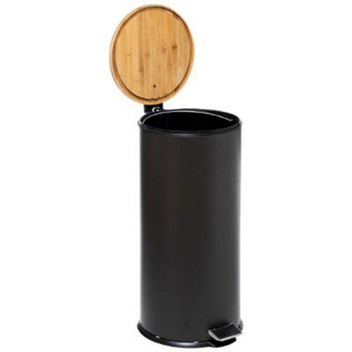 FIVE Poubelle en Métal & Bambou  Natureo  30L Noir