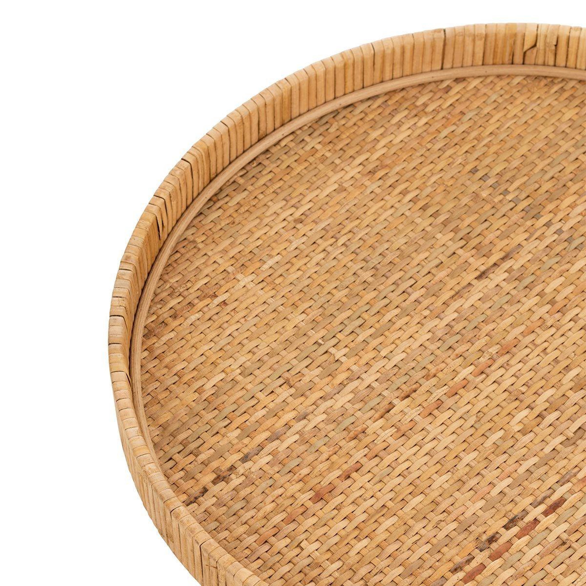 Voir la diapositive 3 : J-LINE Lot de 2 plateaux déco  rond rotin  40cm naturel