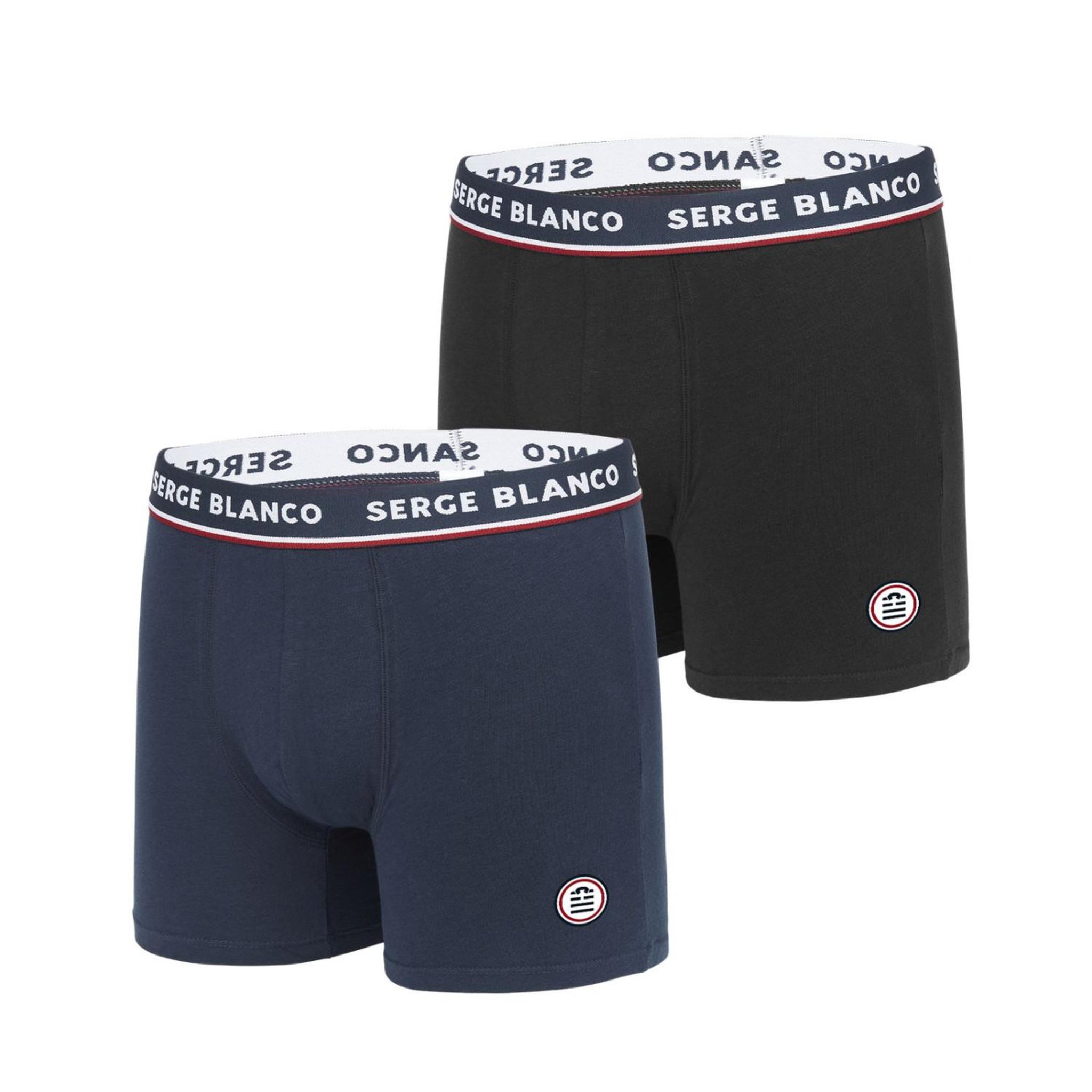 SERGE BLANCO Lot 2 boxers coton homme french. Coloris disponibles : Noir