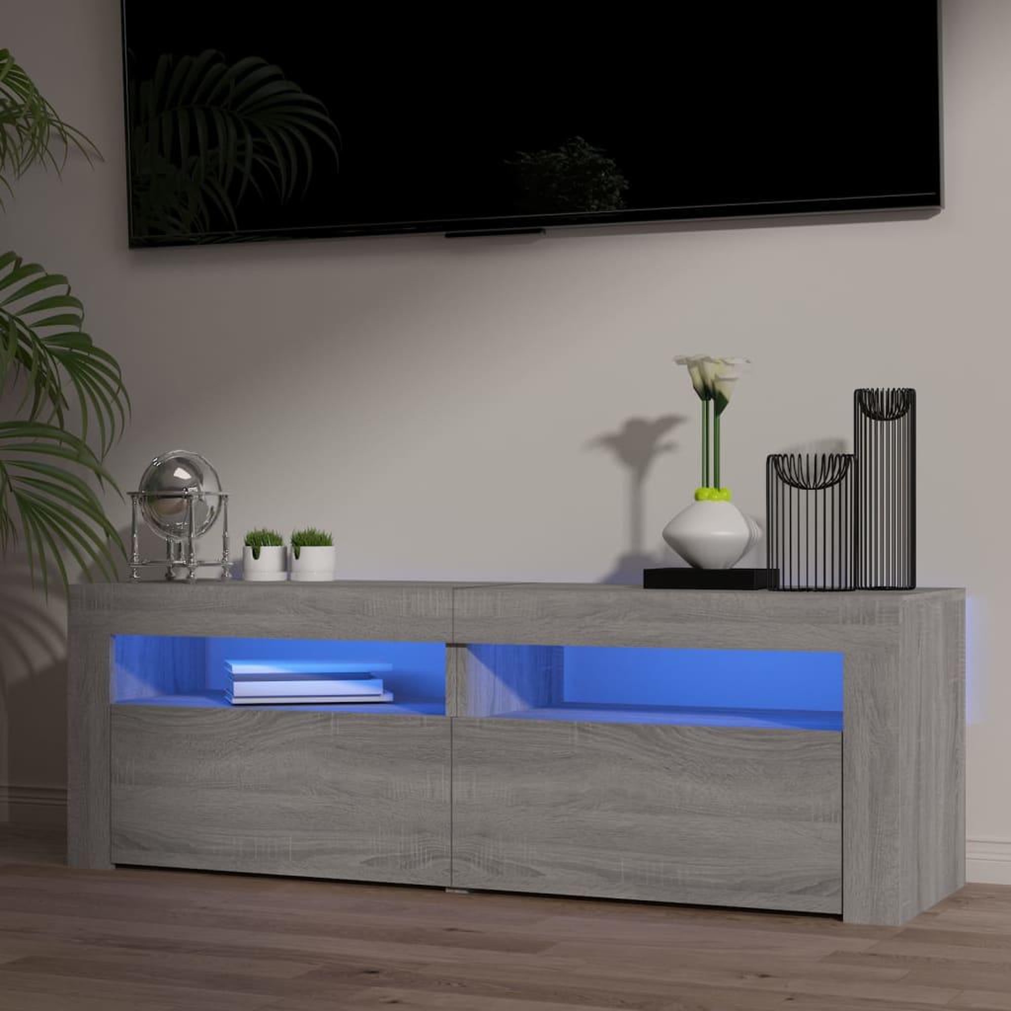 VIDAXL Meuble TV avec lumieres LED sonoma gris 120x35x40 cm