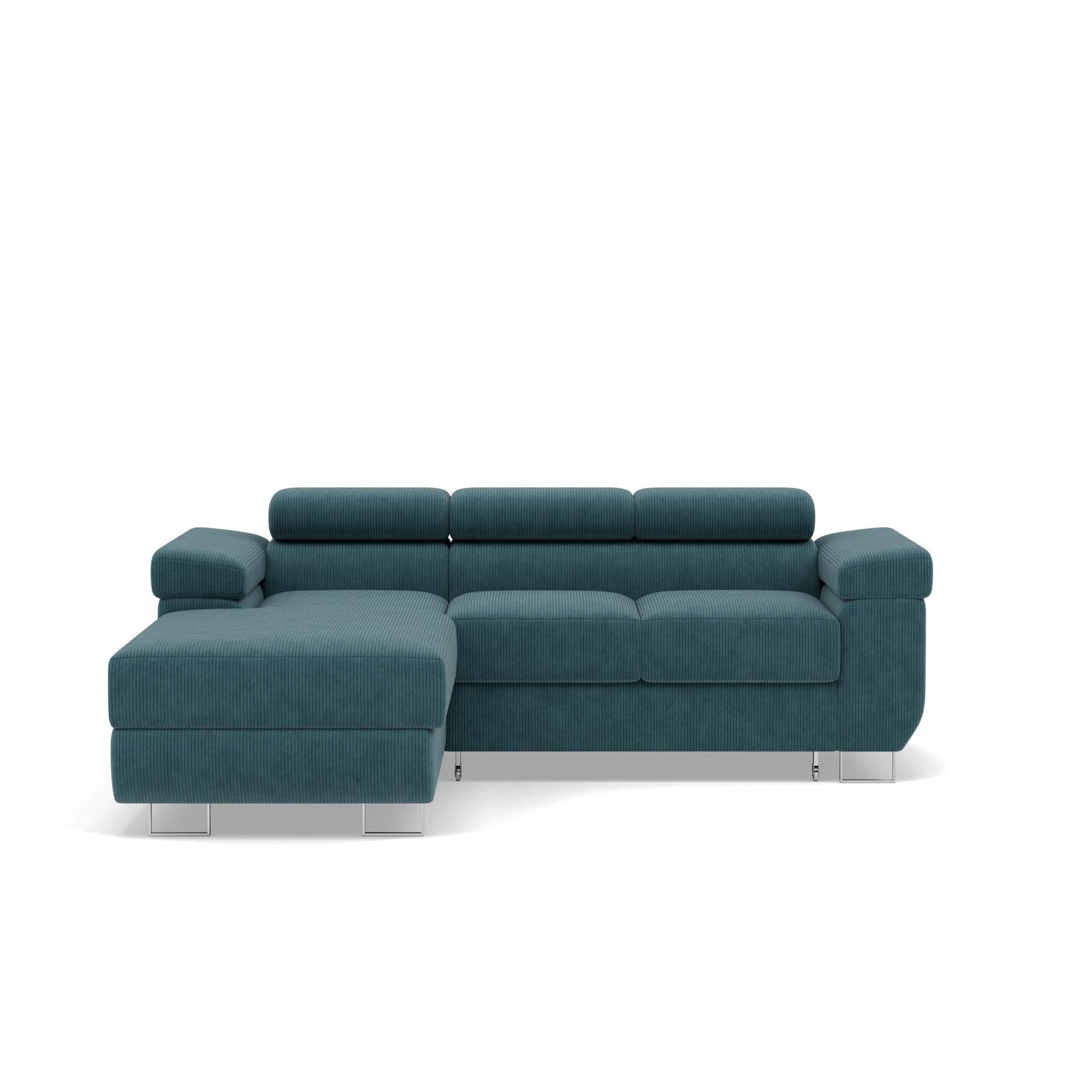 Voir la diapositive 1 : BEST MOBILIER Pablo - canapé d'angle gauche - 6 places - convertible avec coffre et têtières réglables - en velours côtelé