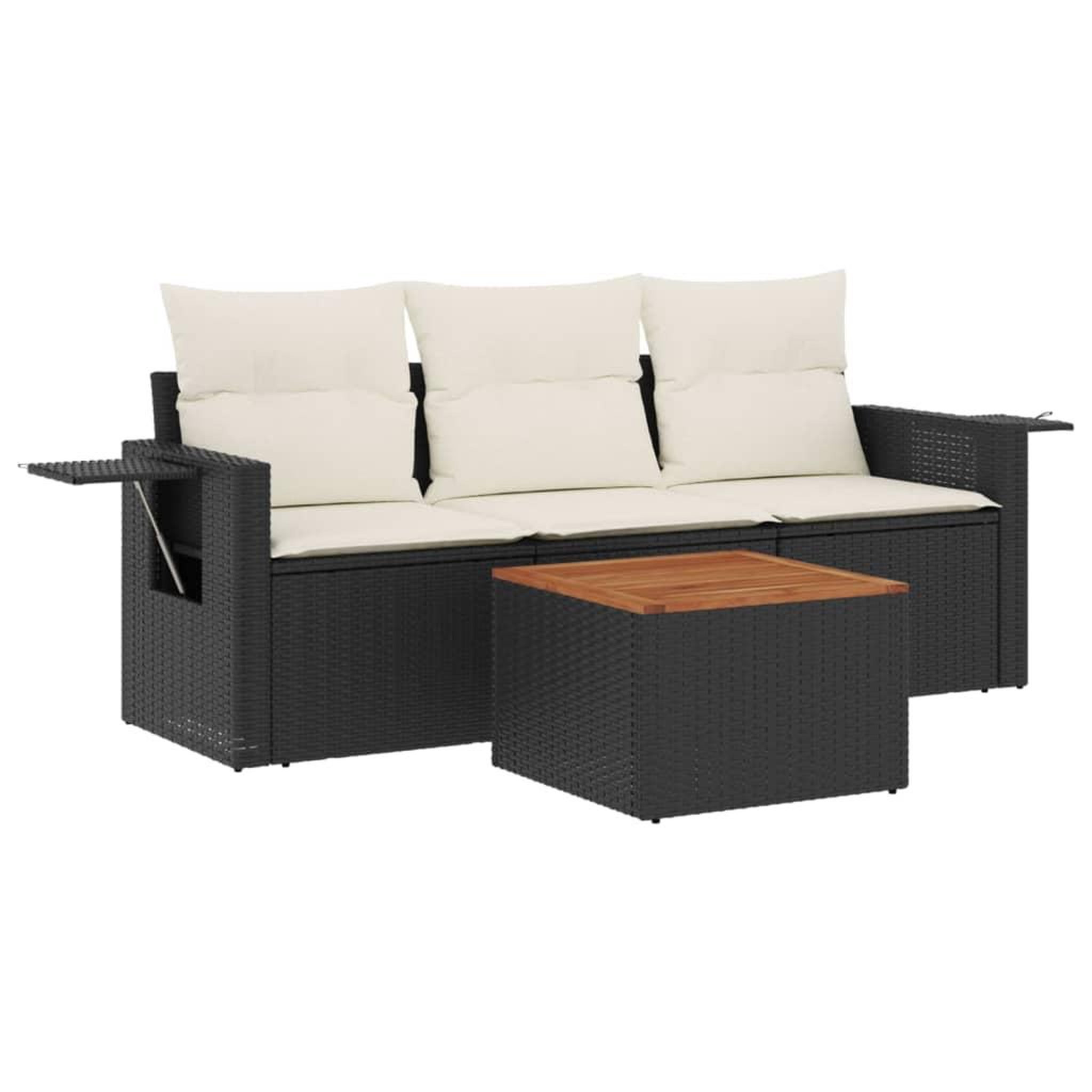 Voir la diapositive 2 : VIDAXL Salon de jardin 4 pcs avec coussins noir resine tressee