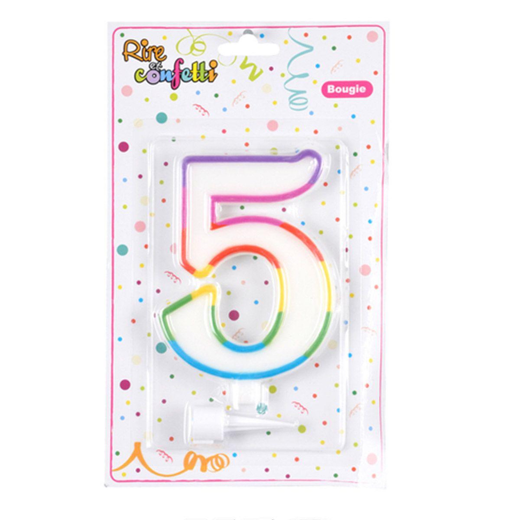 Voir la diapositive 3 : HOMEA Bougie d'Anniversaire  Chiffre 5  10cm Multicolore