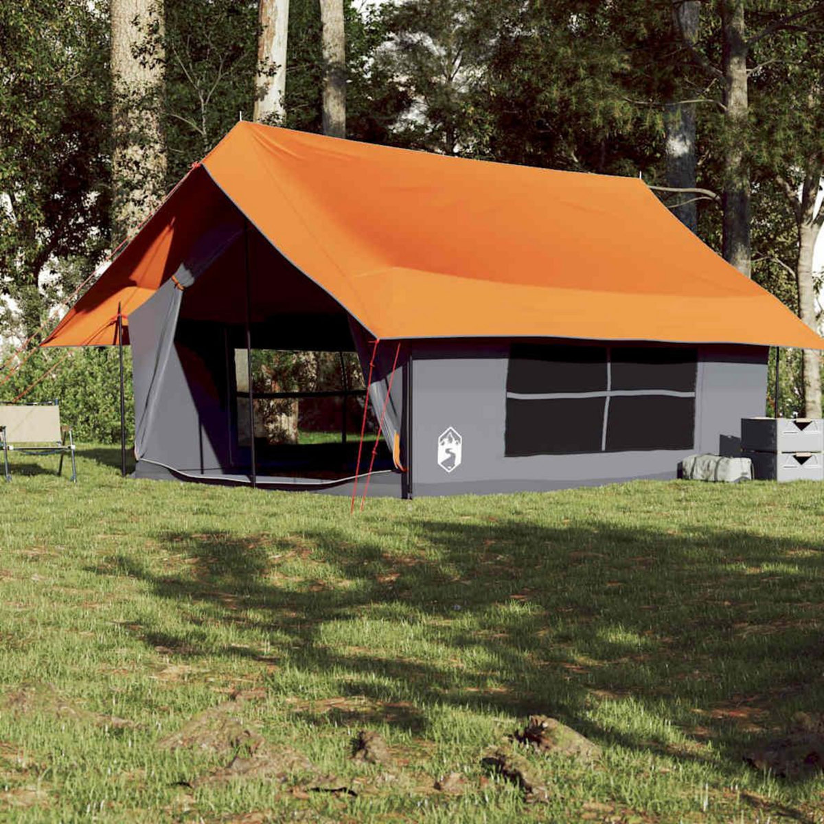 VIDAXL Tente de camping 5 personnes gris et orange impermeable