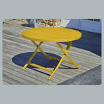 DCB GARDEN Table de jardin ronde pliante - 4/6 places - Aluminium - Jaune moutarde - MARIUS