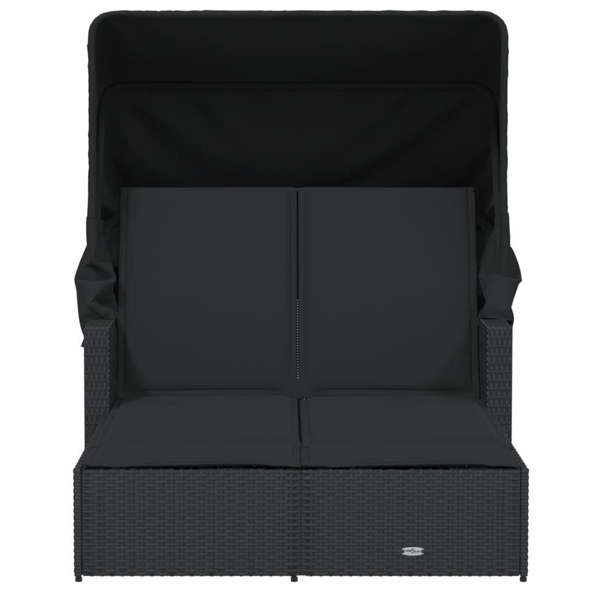 Voir la diapositive 4 : VIDAXL Chaise longue double et auvent et coussins noir resine tressee