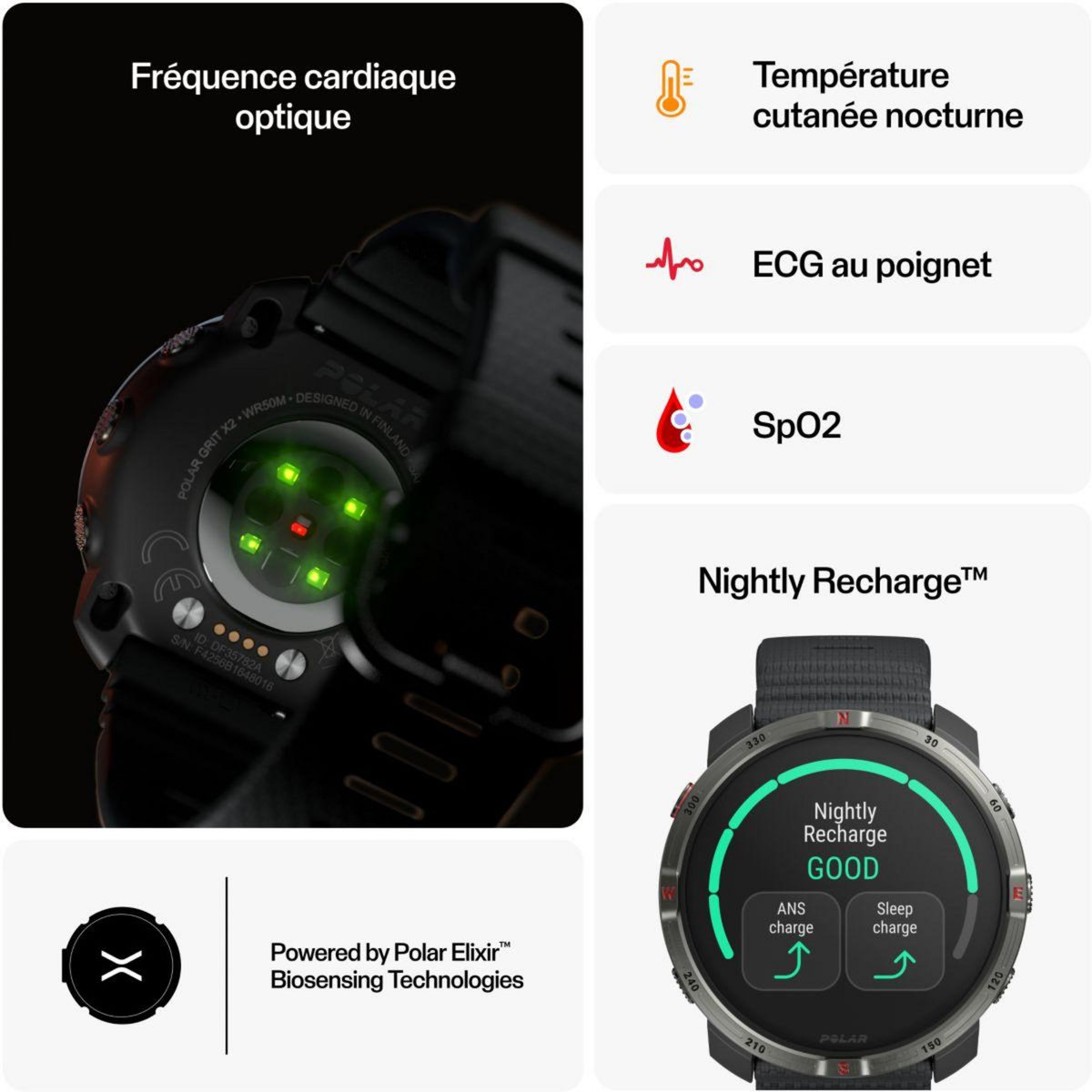 POLAR Montre sport Grit X2 Noir S-L