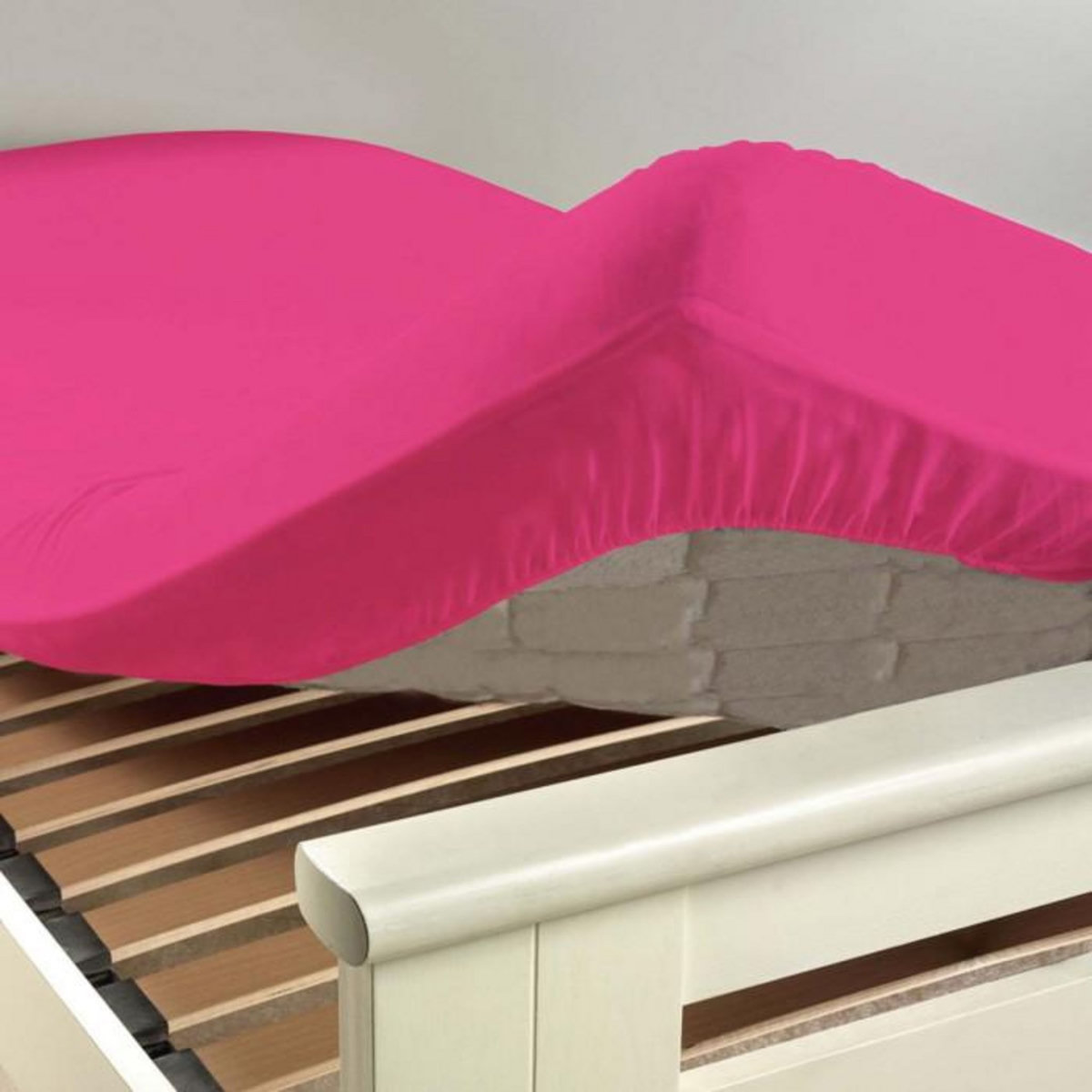 Paris Prix Drap Housse  Lina  90x190cm Bois de Rose