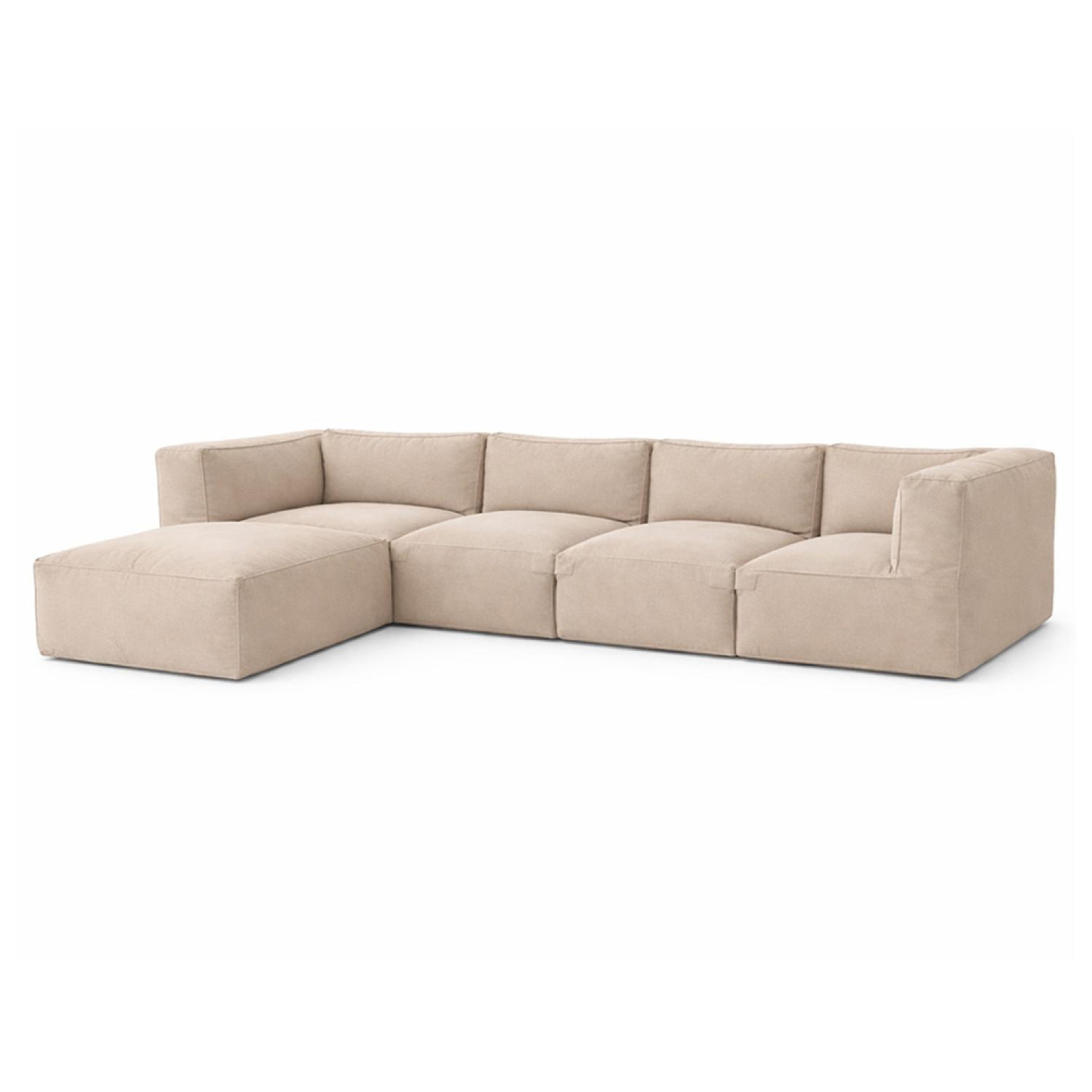 CONCEPT USINE Salon de jardin modulable 5 places beige en tissu déperlant praiano