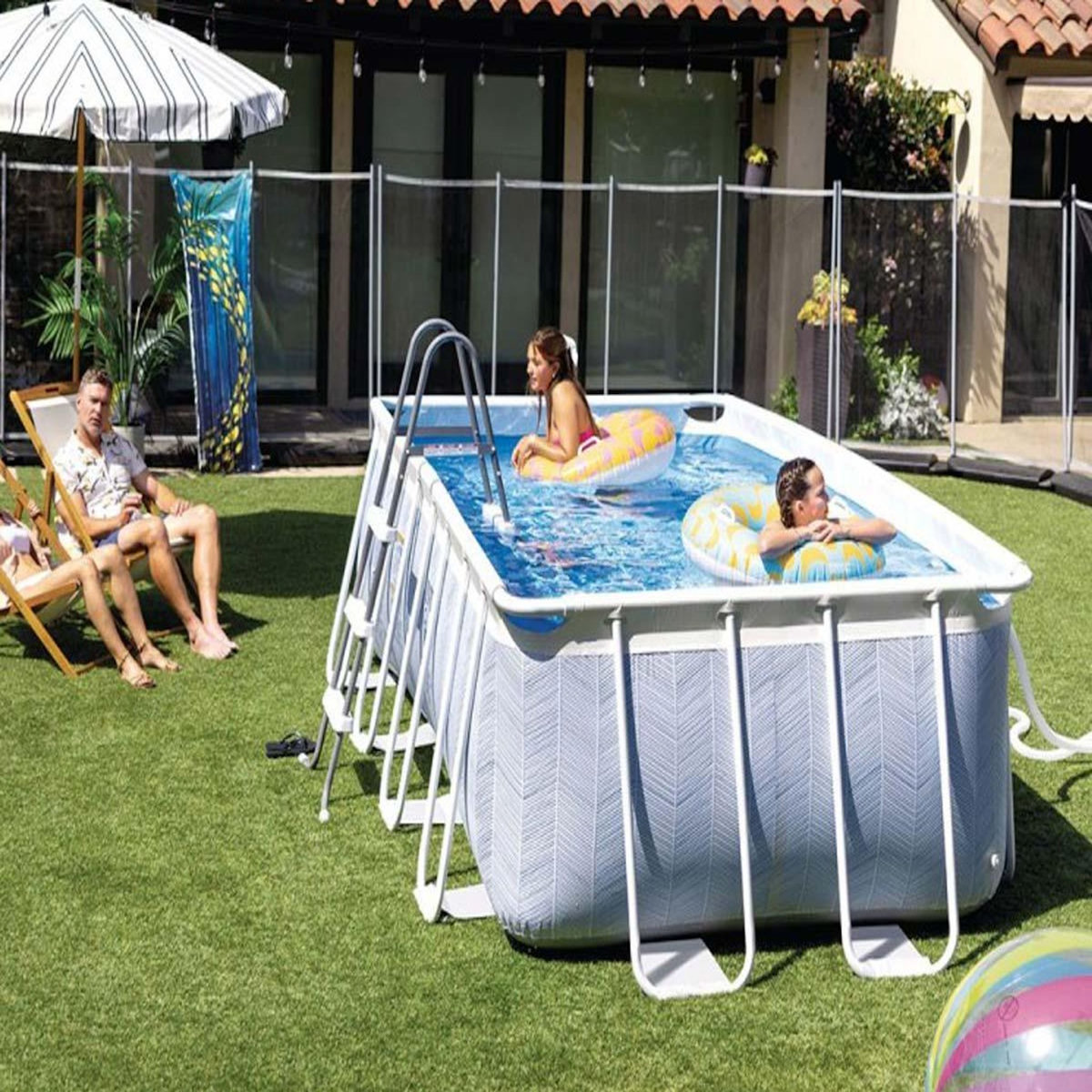 INTEX Piscine tubulaire Chevron rectangulaire 4,00 x 2,00 x 1,00 m - Intex