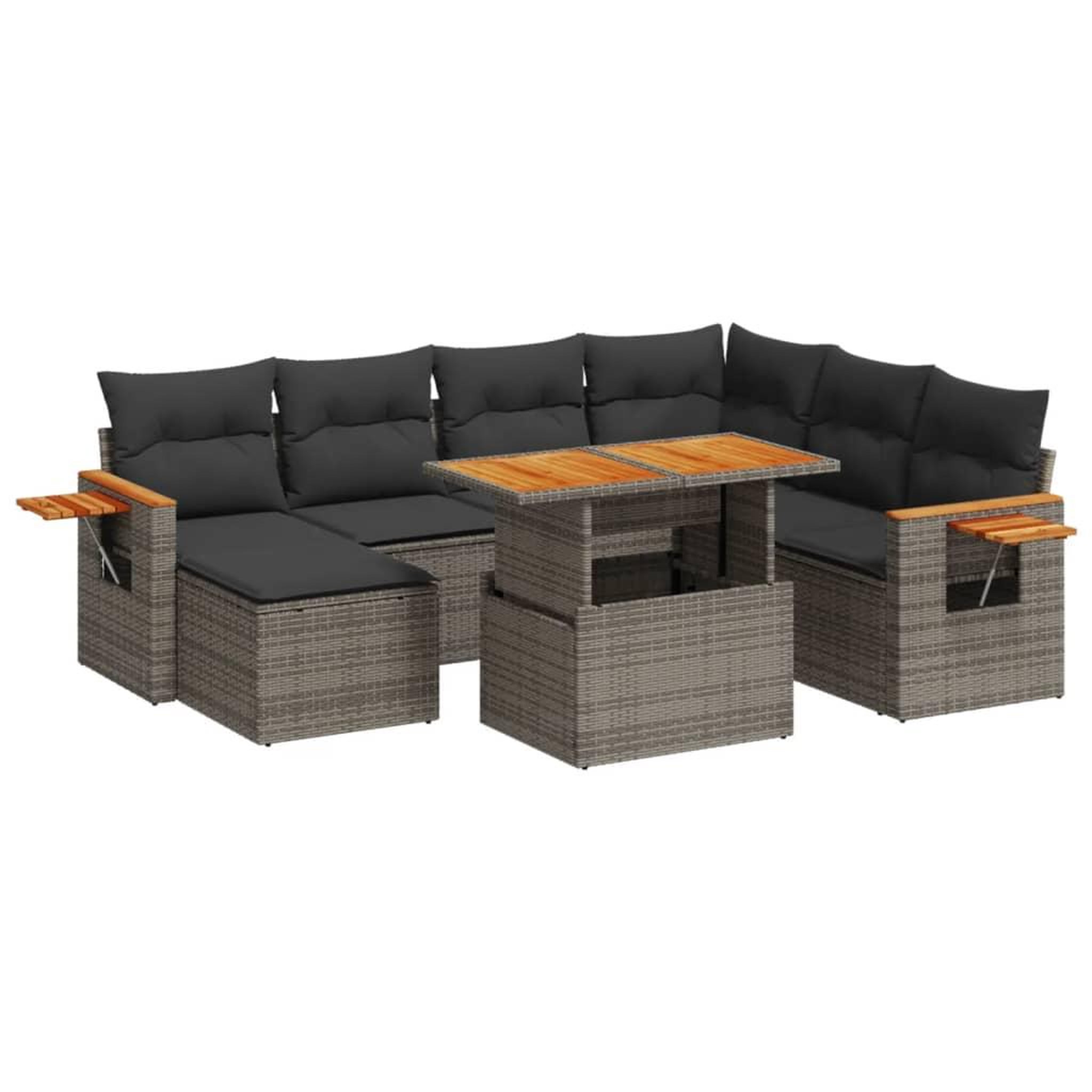Voir la diapositive 2 : VIDAXL Salon de jardin 8 pcs avec coussins gris resine tressee