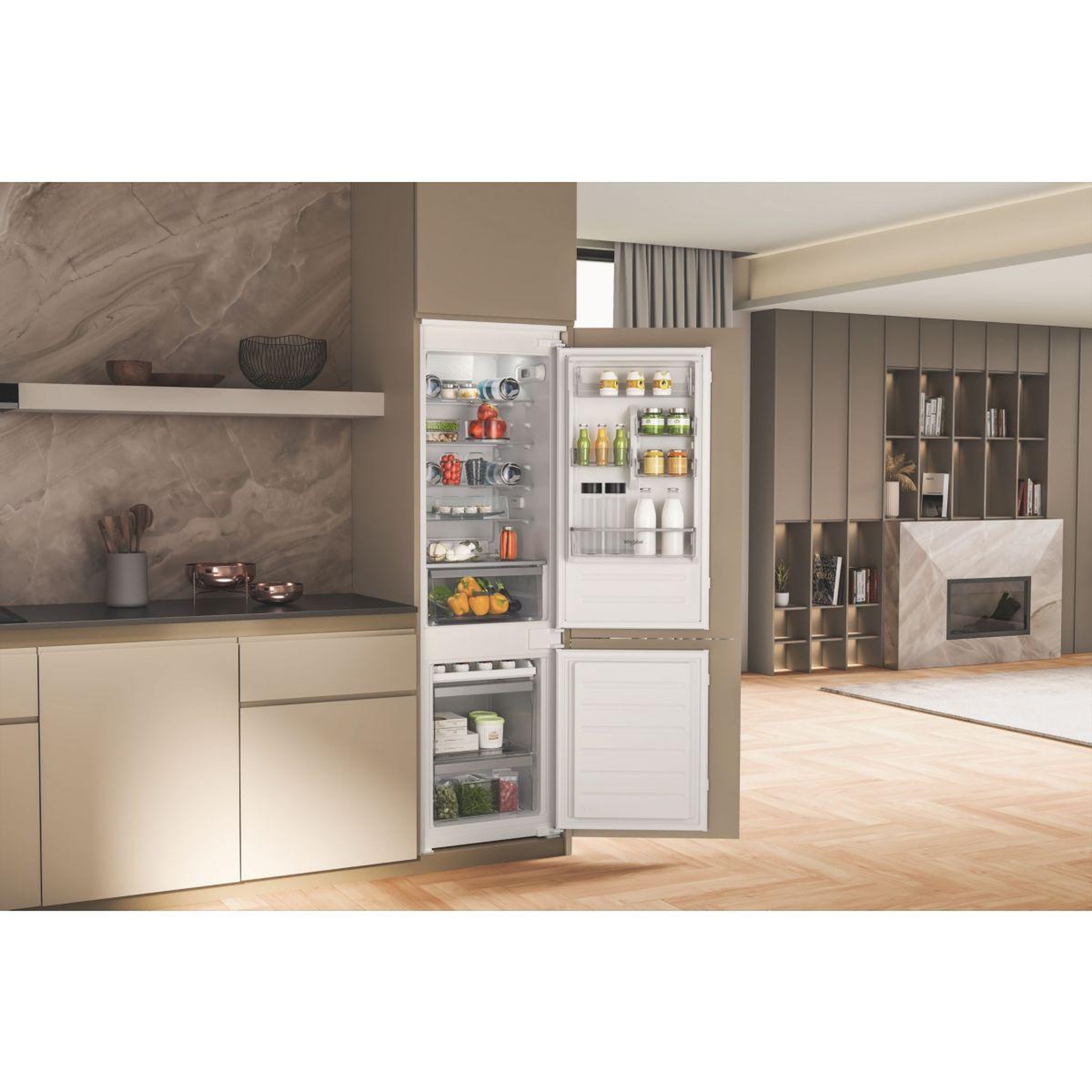 Voir la diapositive 3 : Whirlpool Réfrigérateur combiné encastrable whc18d041c1 6ème sens