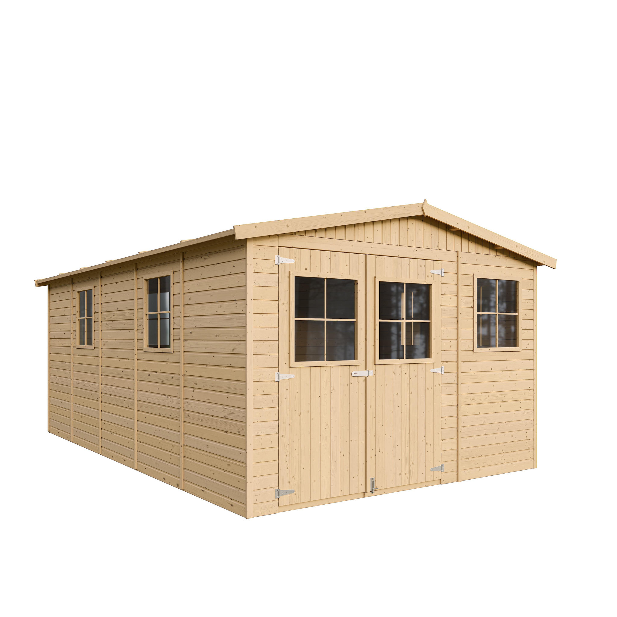 TIMBELA Abri de jardin en bois avec les planchers imprégné H226x324x516 cm/15 m² M337+M337G