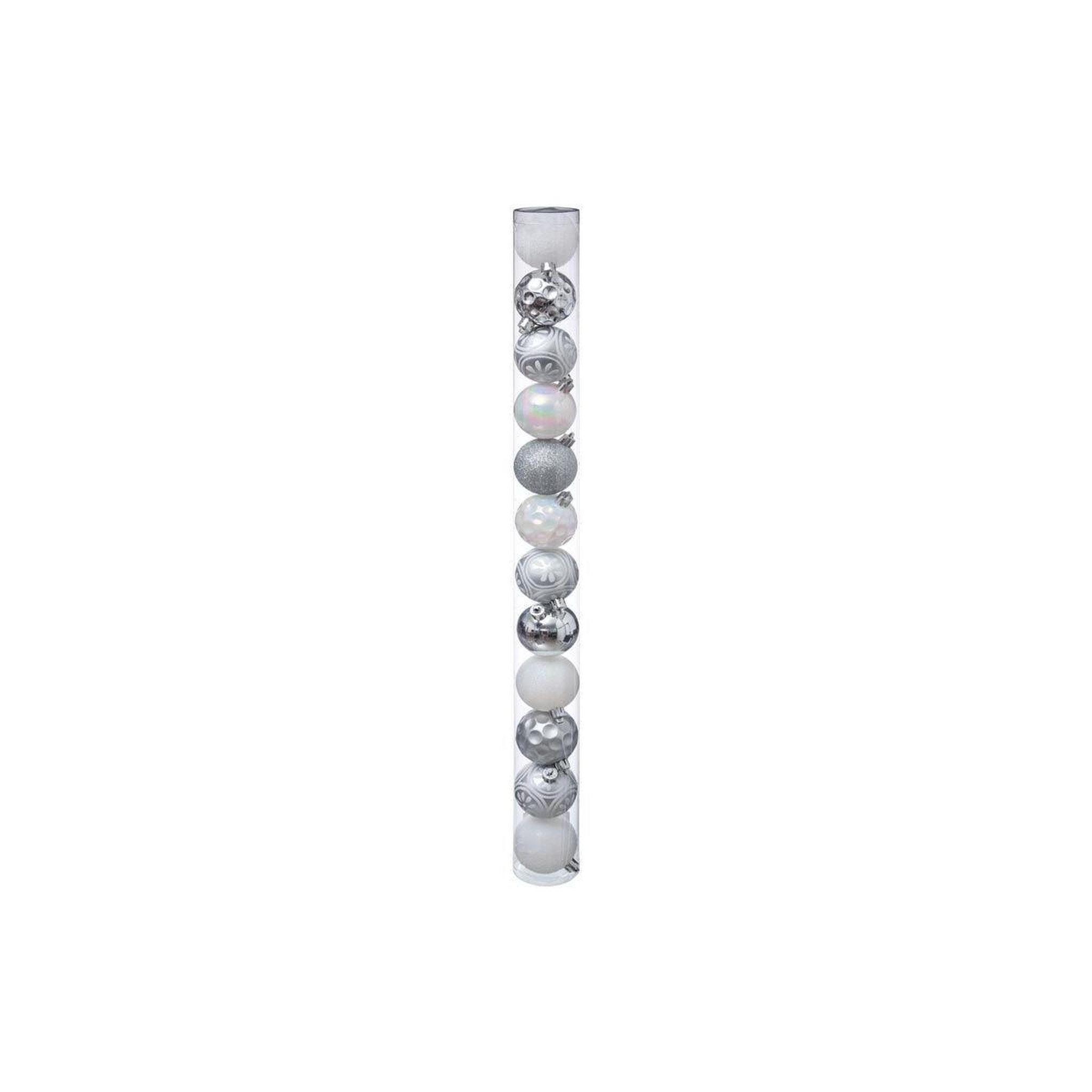 FEERIC LIGHT & CHRISTMAS Lot de 12 boules de noël  polaire  6cm blanc & argent