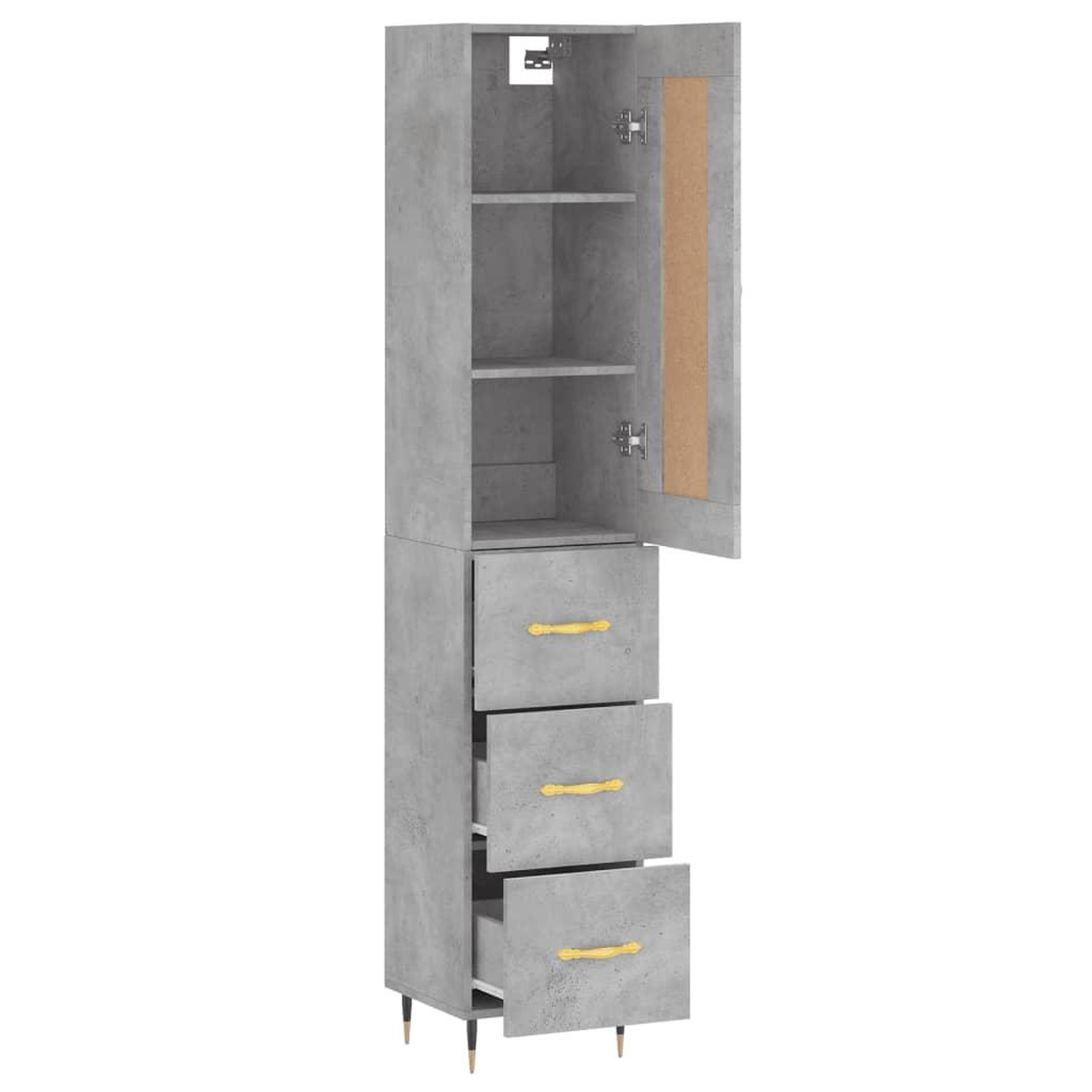 Voir la diapositive 4 : VIDAXL Buffet haut Gris beton 34,5x34x180 cm Bois d'ingenierie