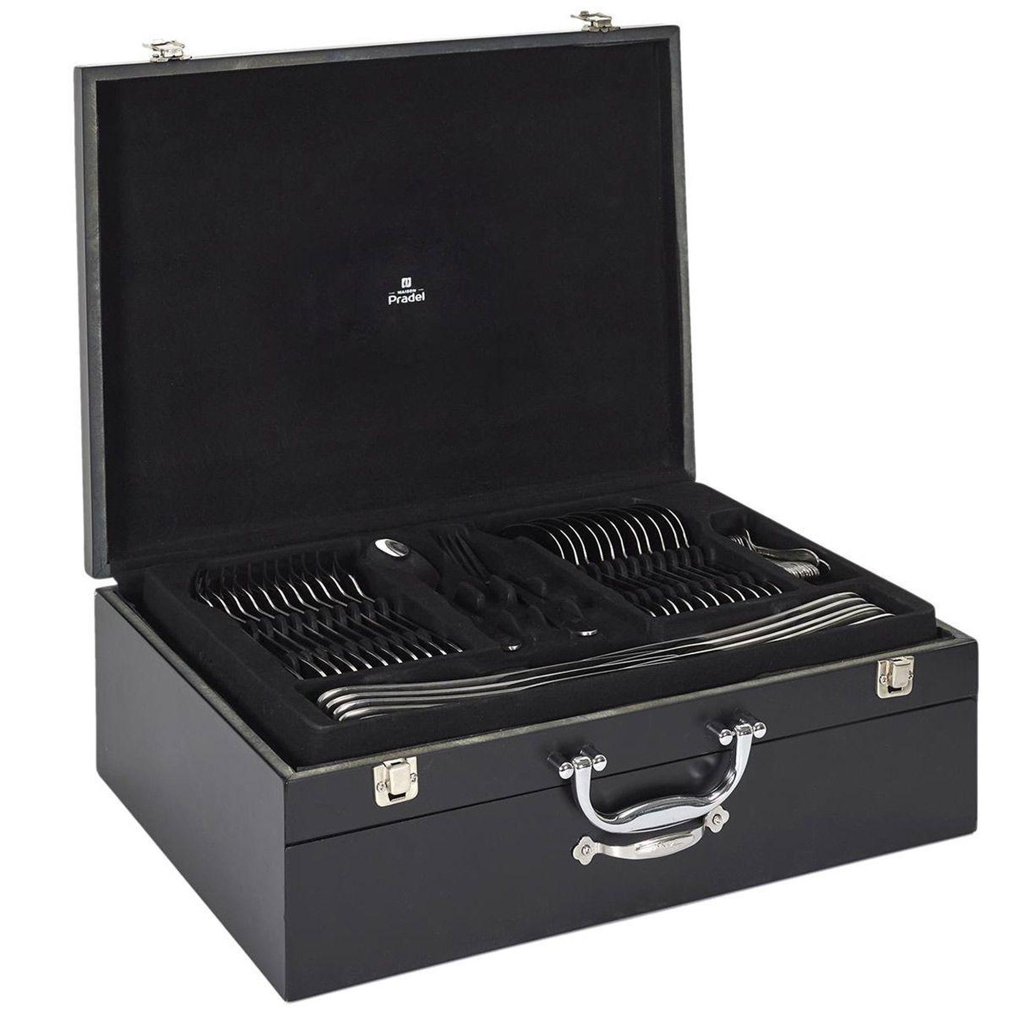 Voir la diapositive 2 : COOK CONCEPT Ménagère 84 Pièces  Coffret Bois  45cm Noir