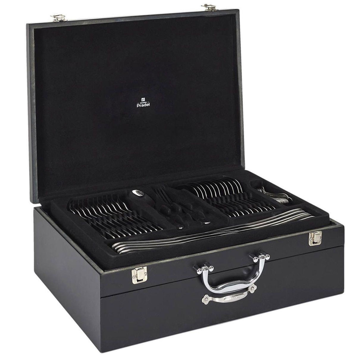 Paris Prix Ménagère 84 Pièces  Coffret Bois  45cm Noir