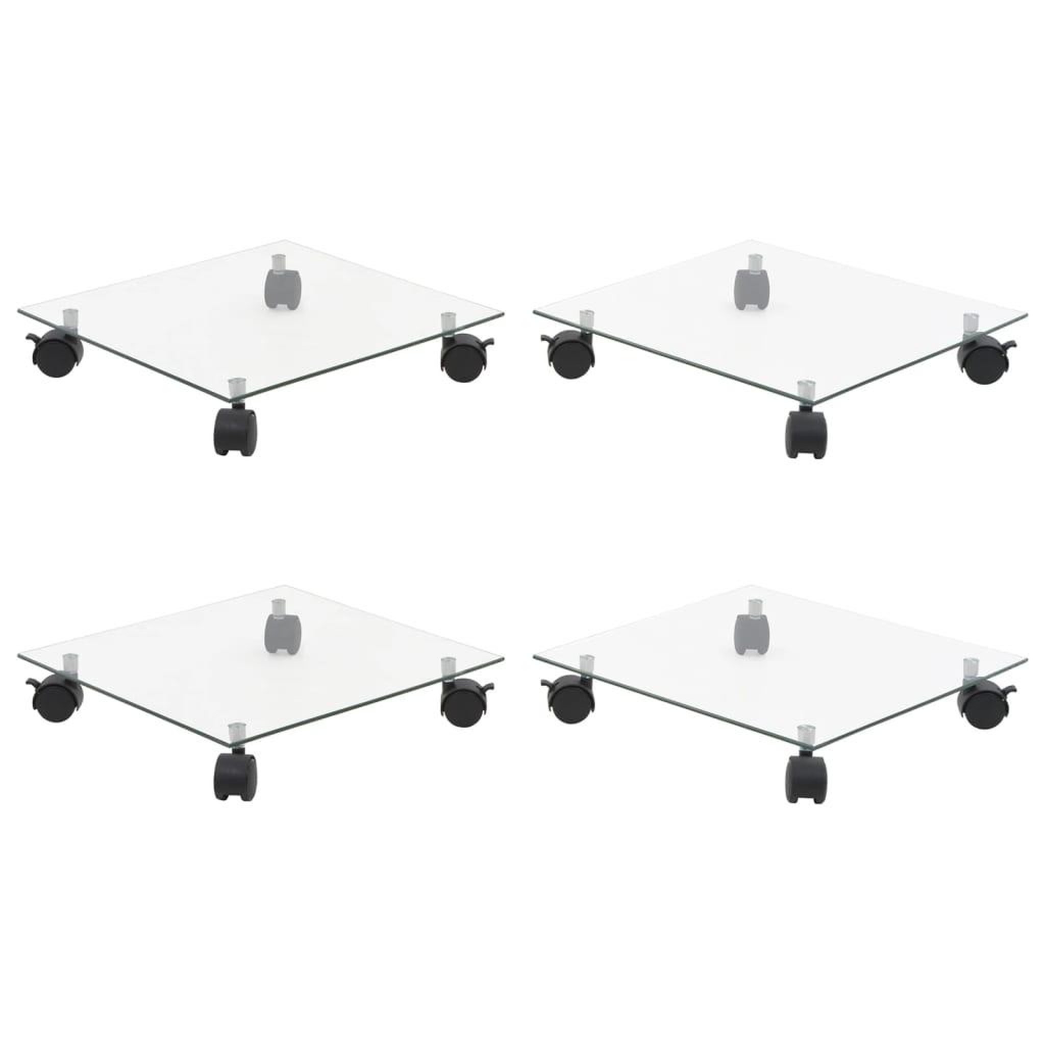 VIDAXL Supports roulants a plantes 4 pcs 35x35 cm Carre Verre trempe