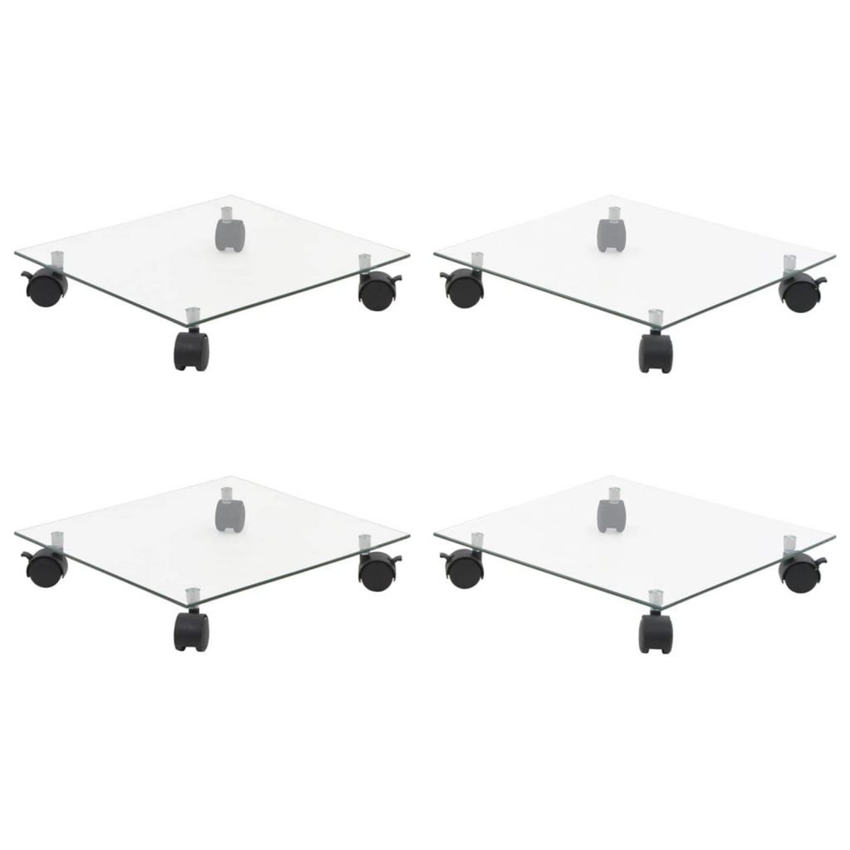 VIDAXL Supports roulants a plantes 4 pcs 35x35 cm Carre Verre trempe