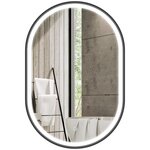 HOMCOM Miroir salle de bain LED design ovale 50 x 70 cm anti-buée dimmable tactile réglable verre trempé alu noir