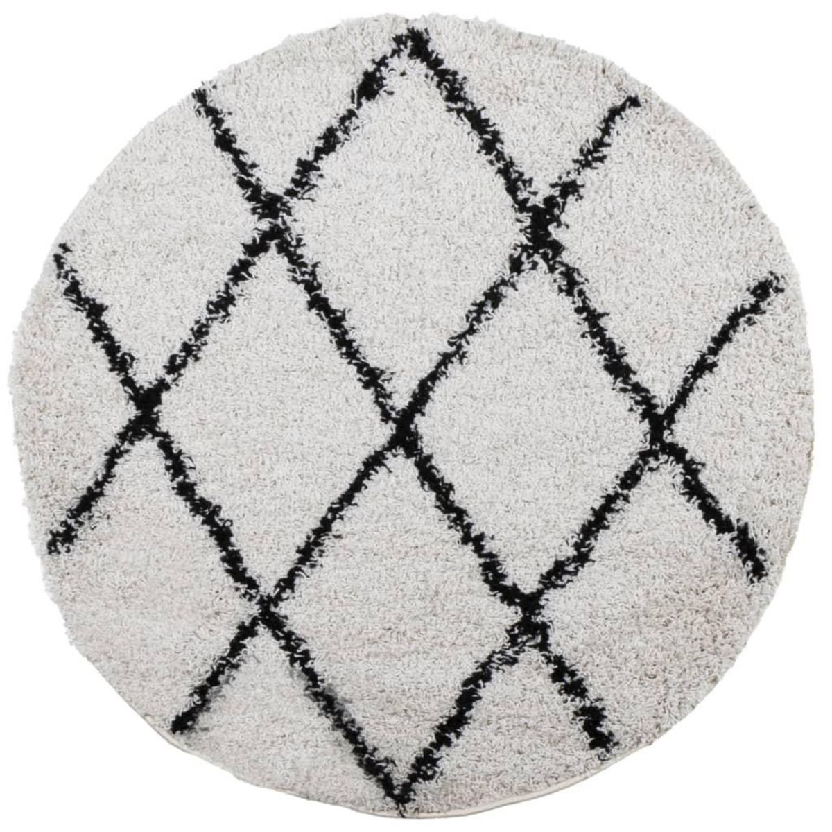 VIDAXL Tapis shaggy a poils longs moderne creme et noir Ø 280 cm