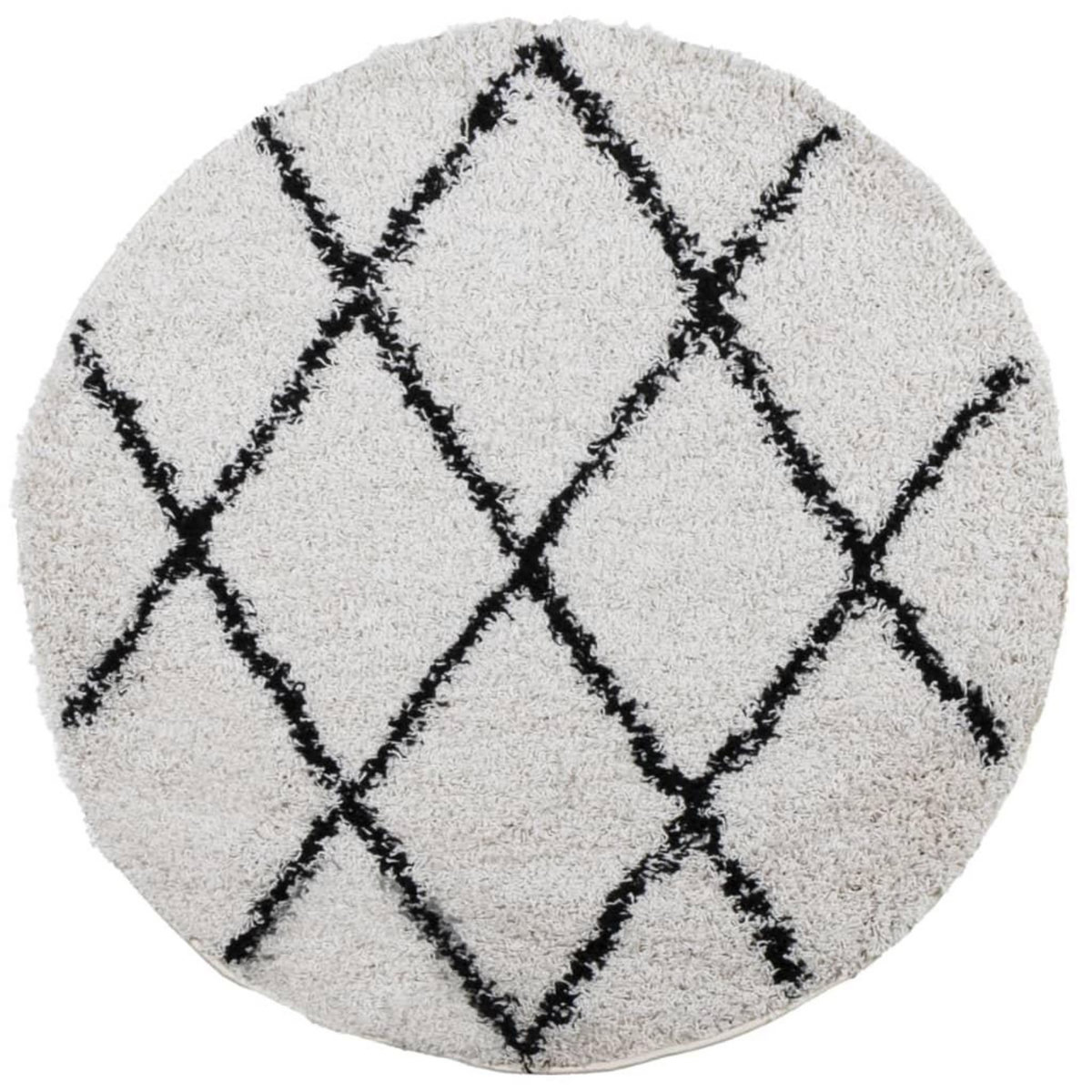 VIDAXL Tapis shaggy a poils longs moderne creme et noir Ø 280 cm