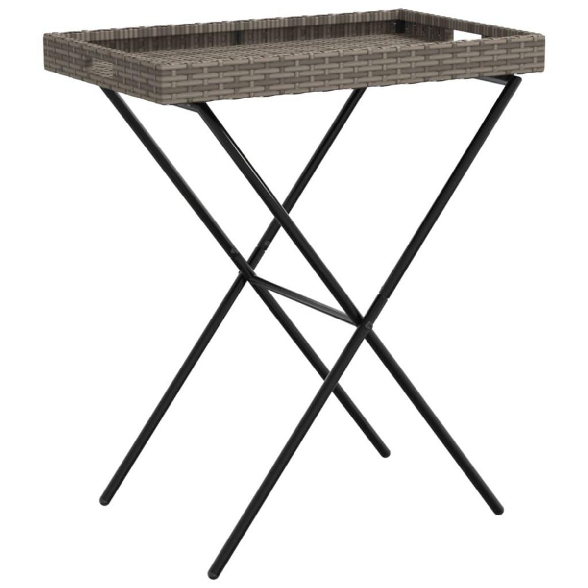 VIDAXL Table a plateau pliable gris 65x40x75 cm resine tressee