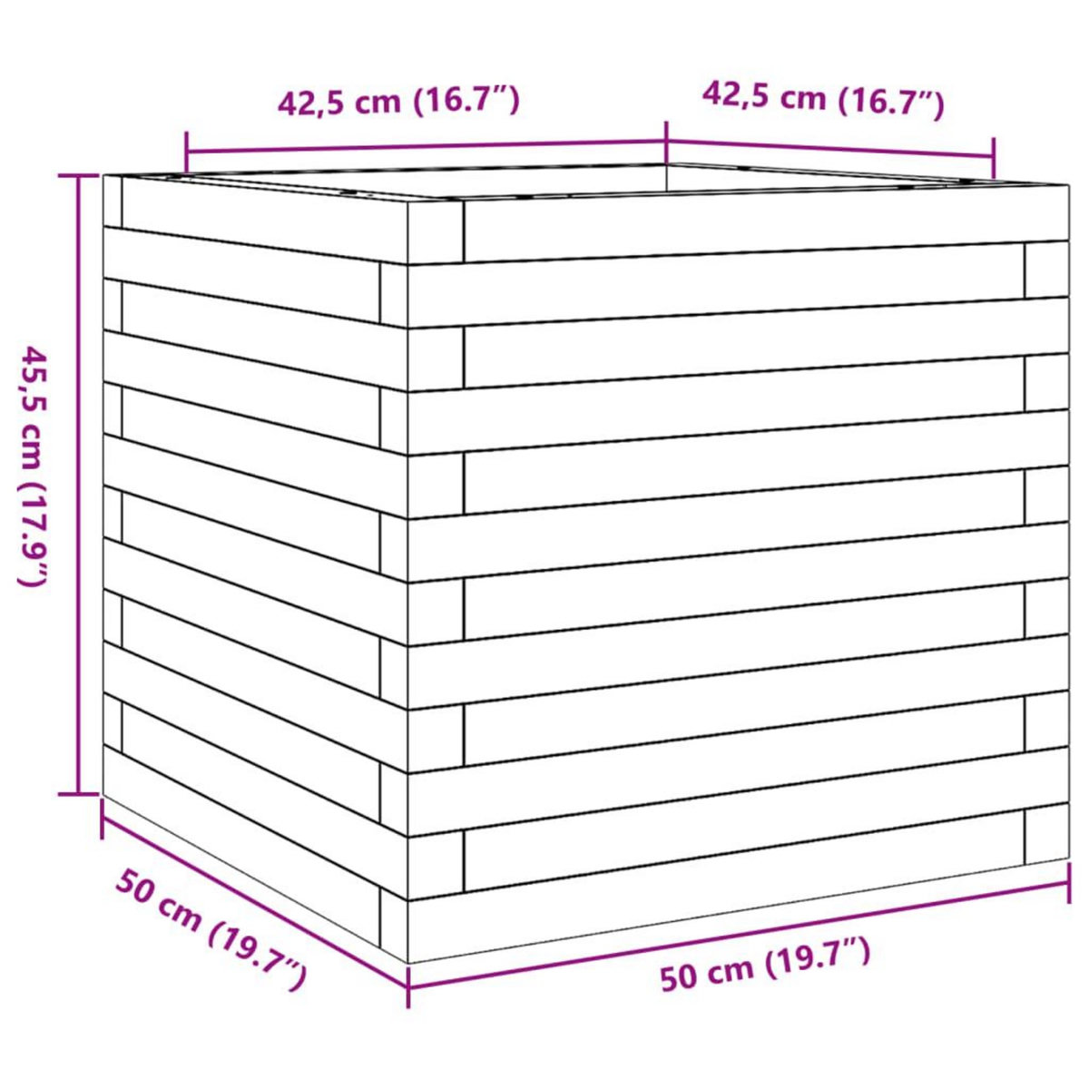 VIDAXL Jardiniere 50x50x45,5 cm bois de pin massif