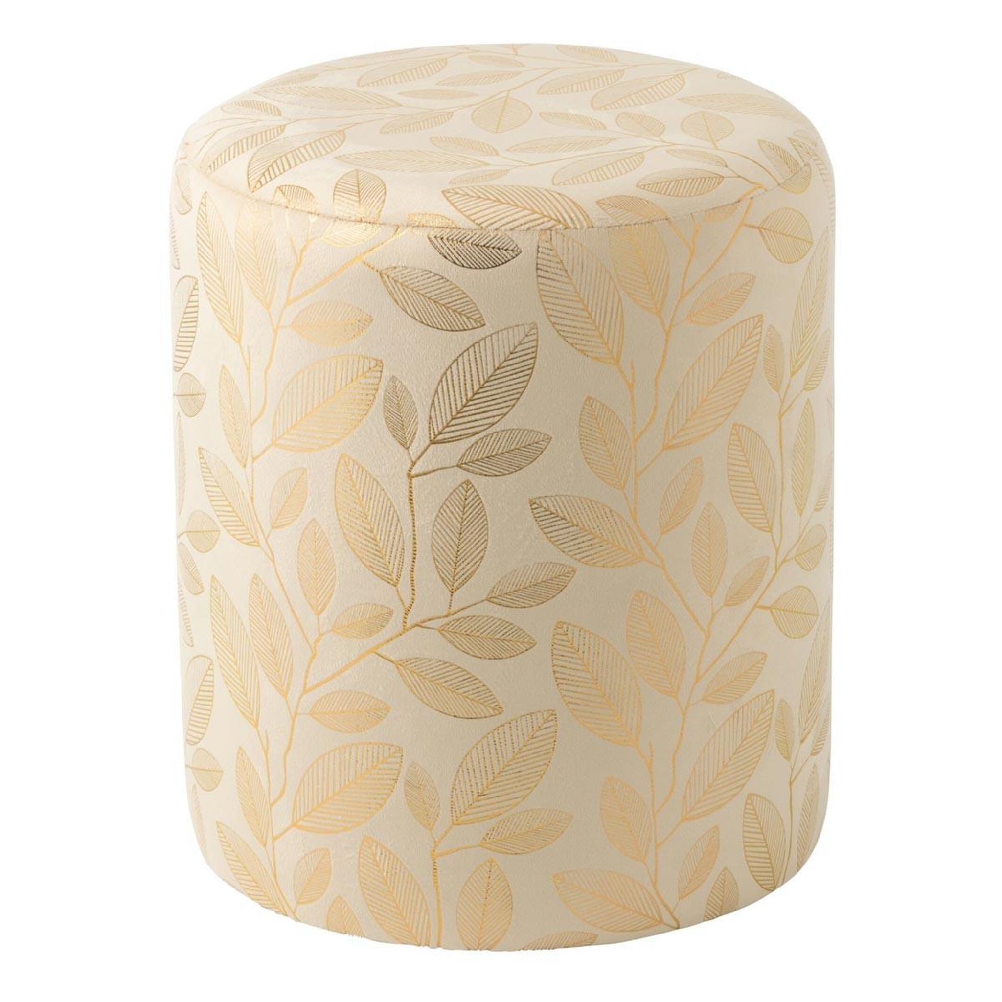 J-LINE Pouf cylindrique  moon  41cm écru & doré