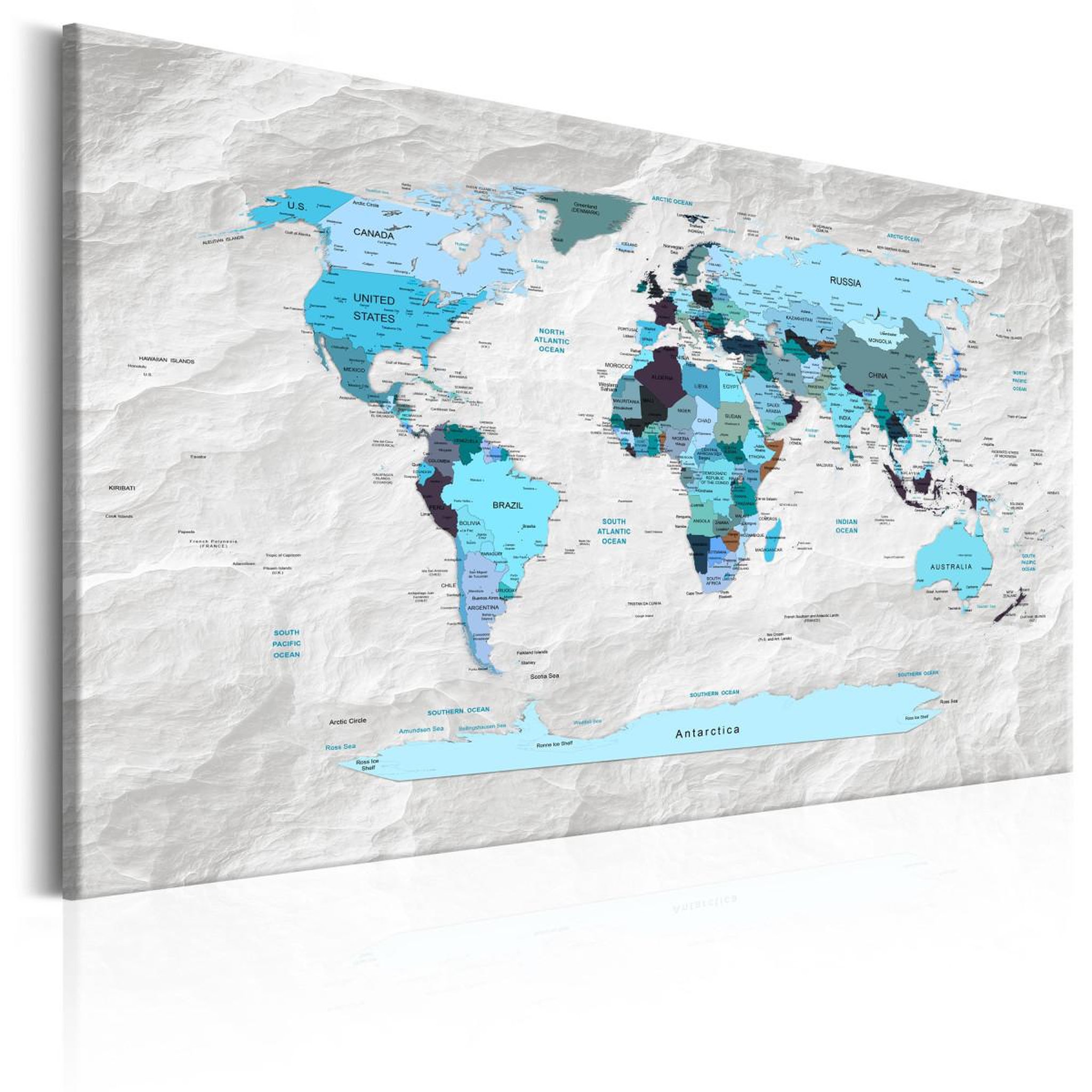 Voir la diapositive 1 : Paris Prix Tableau imprimé  world map : blue pilgrimages