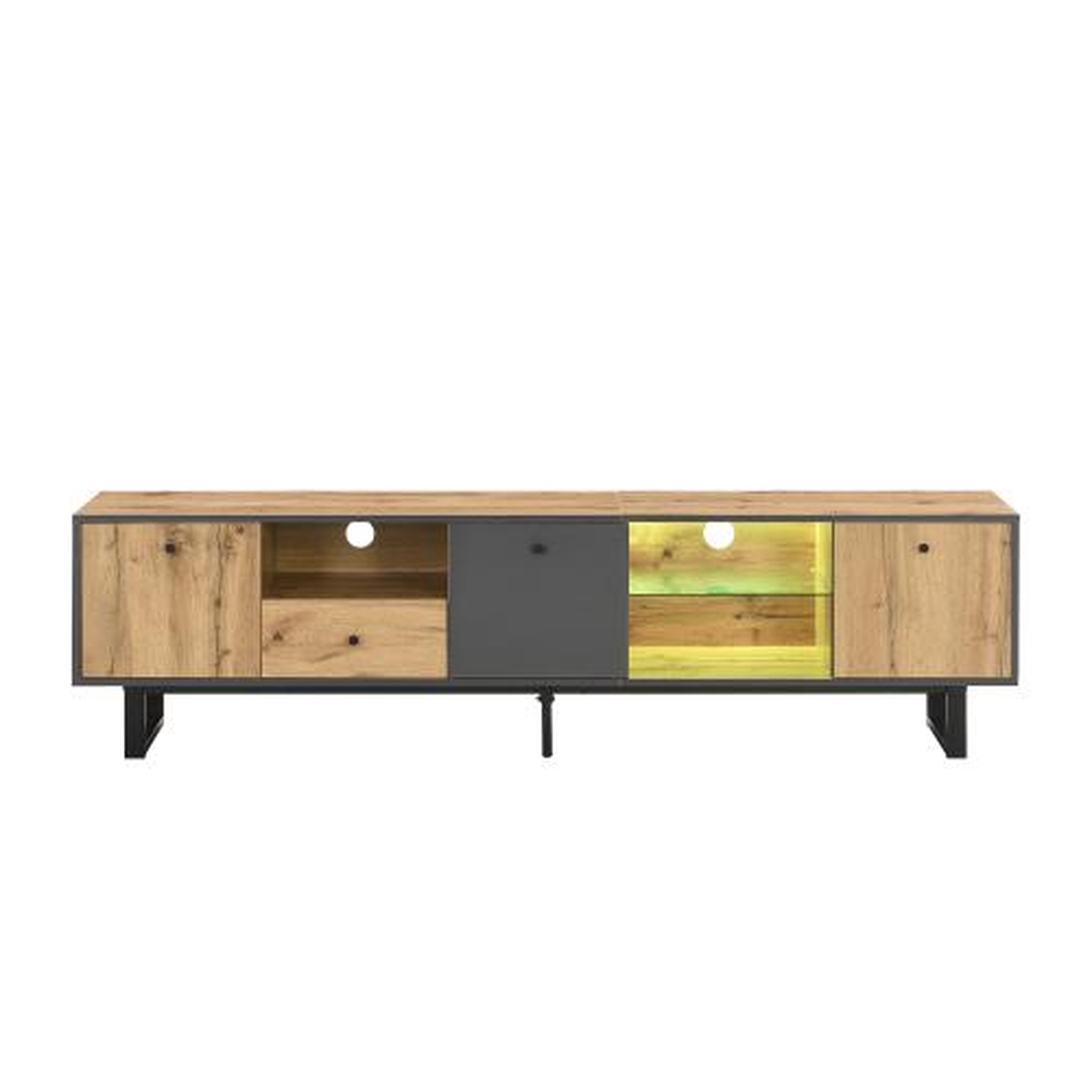 MERAX Meuble tv naturel 190 cm led panneau de particules