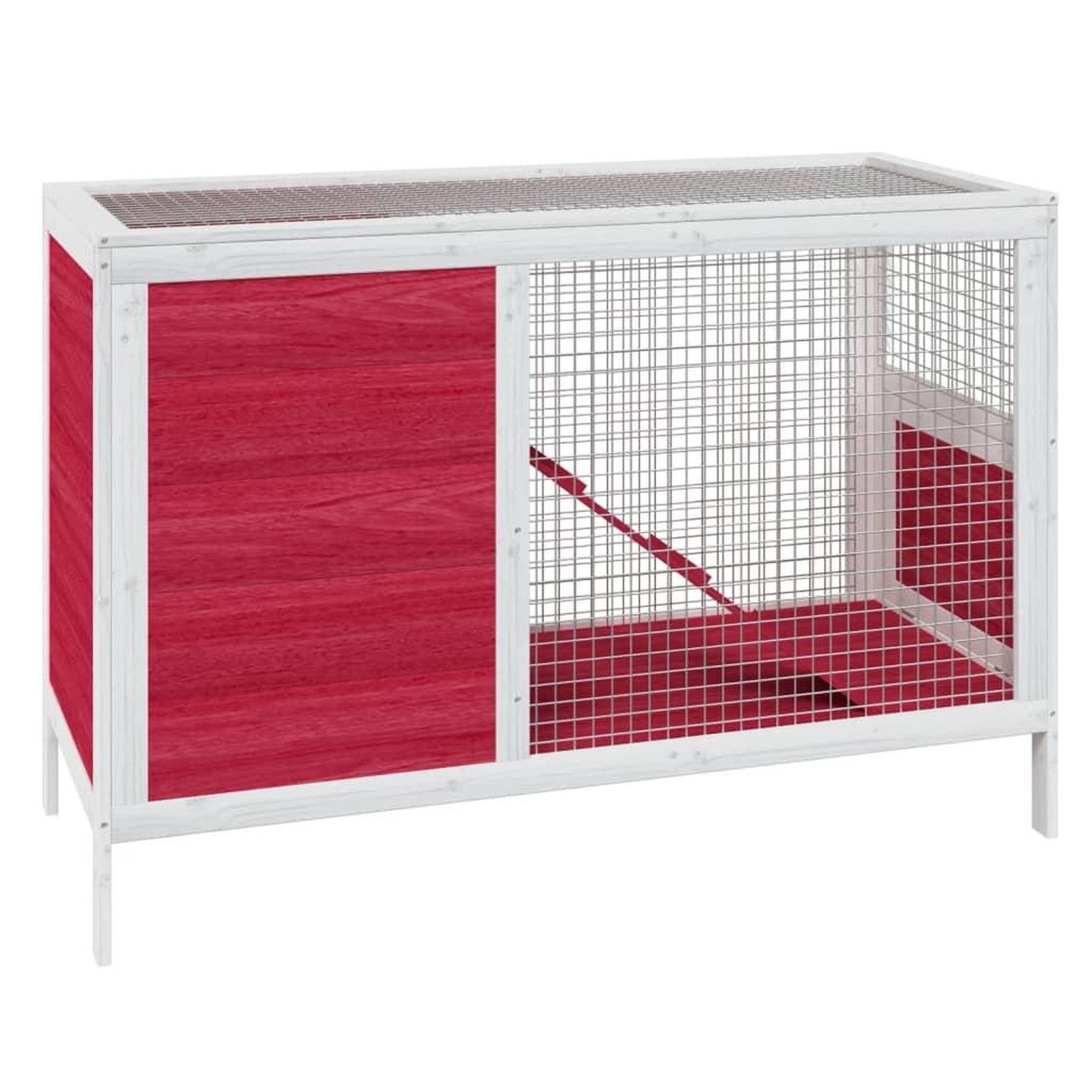 Voir la diapositive 2 : VIDAXL Clapier rouge 103x44x69,5 cm bois de pin massif