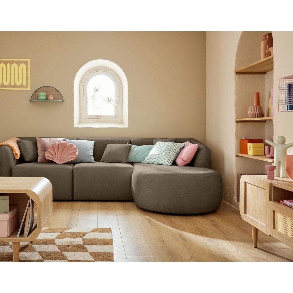 LISA DESIGN Ikare - module d'assise méridienne droit - en tissu