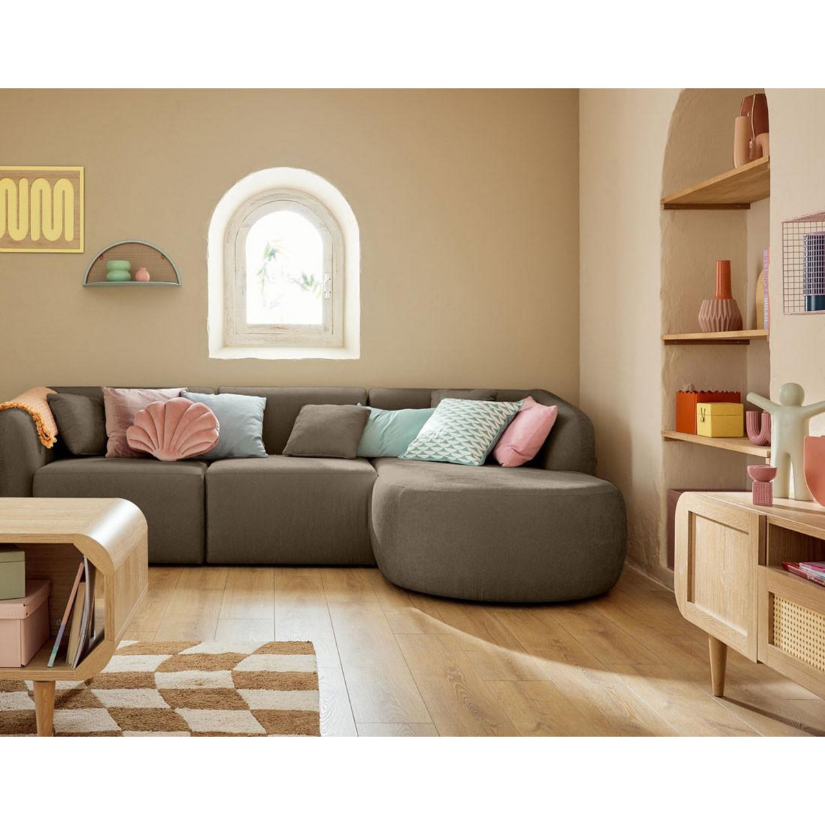 LISA DESIGN Ikare - module d'assise méridienne droit - en tissu