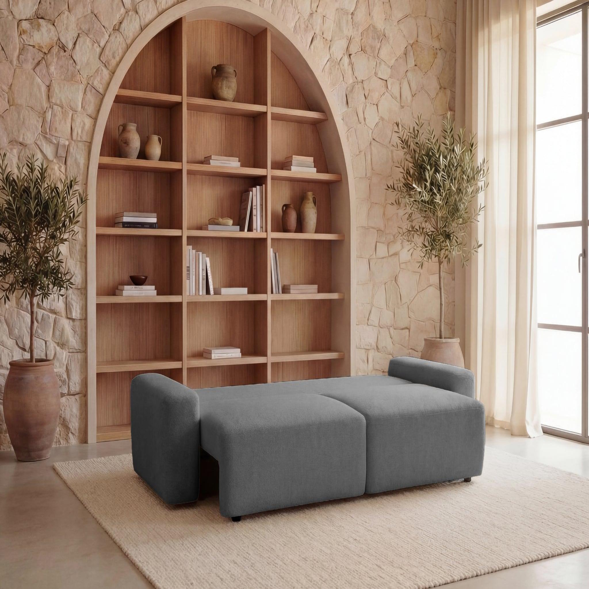 Voir la diapositive 6 : CASANOVA PARIS Ivy - canapé droit convertible coffre tissu chiné