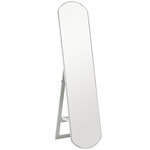 HOMCOM Miroir sur pied ou mural 150 cm avec étagère de rangement, grand miroir arqué pour chambre, entrée ou couloir, blanc