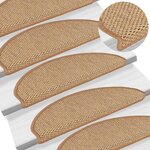 VIDAXL Tapis d'escalier autocollants aspect sisal 15 pcs 65x21x4 cm