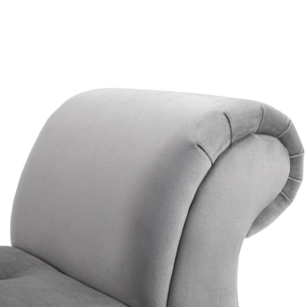 HOMCOM Banc banquette capitonnée design accoudoirs courbés pompons pieds bois hévéa revêtement velours gris