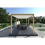 Voir la diapositive 3 : Pergola Bioclimatique autoportée 3x6 m - Aluminium - Effet  bois naturel/blanc -  VS OmBREA®