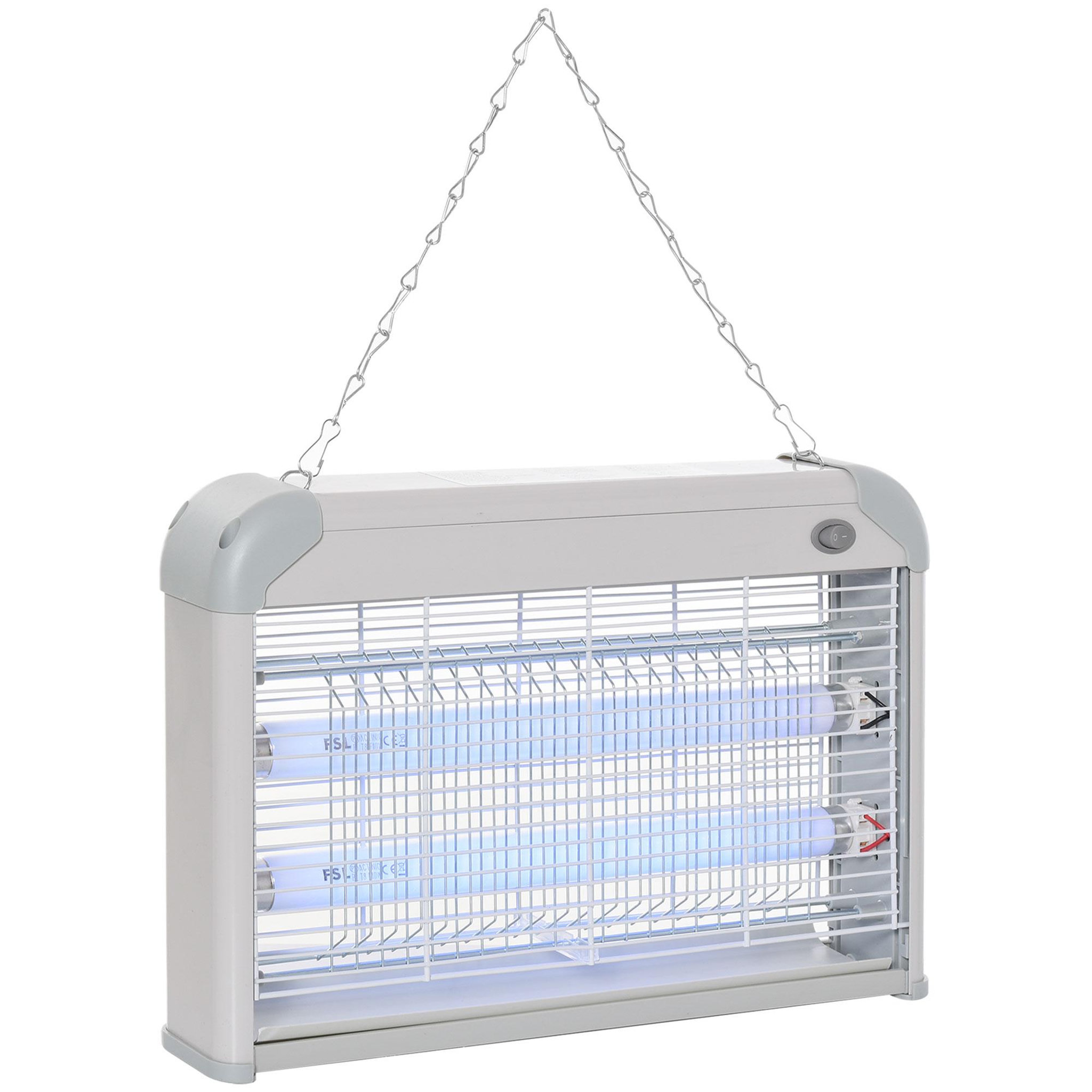Voir la diapositive 1 : OUTSUNNY Outsunny Lampe UV anti-insectes anti moustique tue mouche électrique destructeur d'insectes 20 W gris