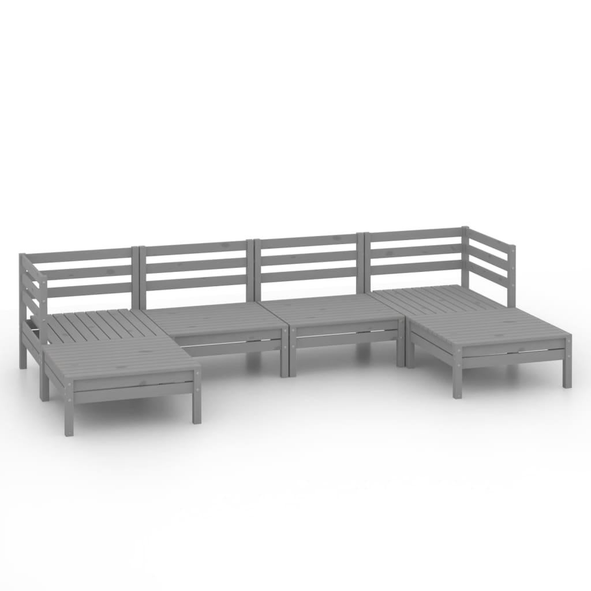 Voir la diapositive 2 : VIDAXL Salon de jardin 6 pcs Gris Bois de pin massif